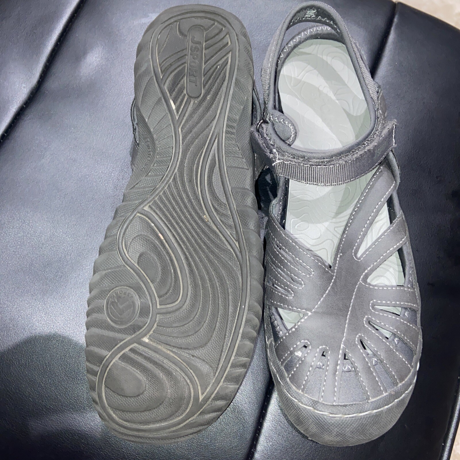 JBU JSport Poppy Sandal Gray Poppy Ladies Hook & Loop Closure Size 8.5