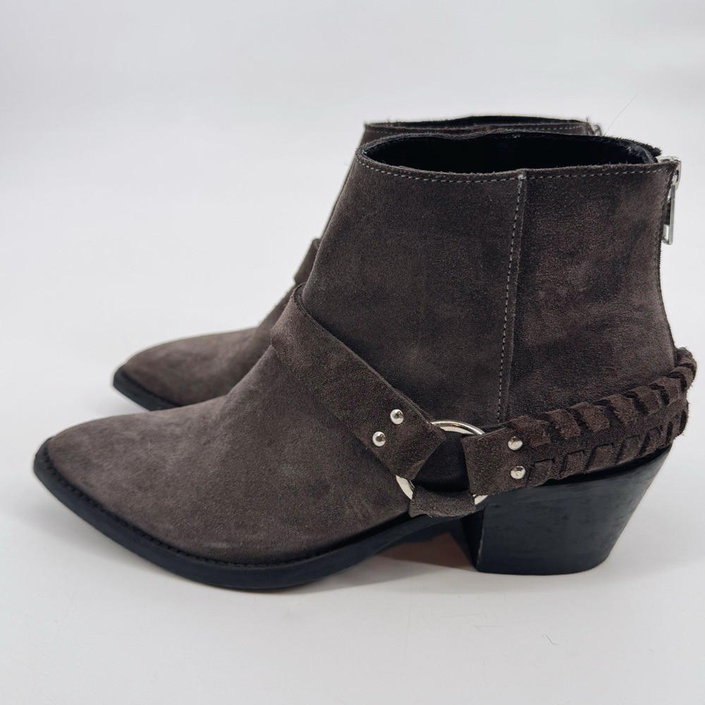 Brusque Suede Western Ankle Boots Brown Braided Strap Women’s 7.5 (EU 38)