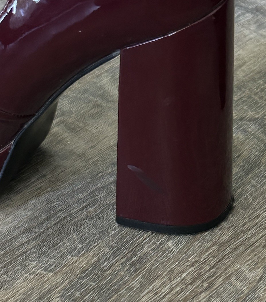 Nine West Burgundy Patent Leather Mary Jane Platform Block Heel Round Toe
