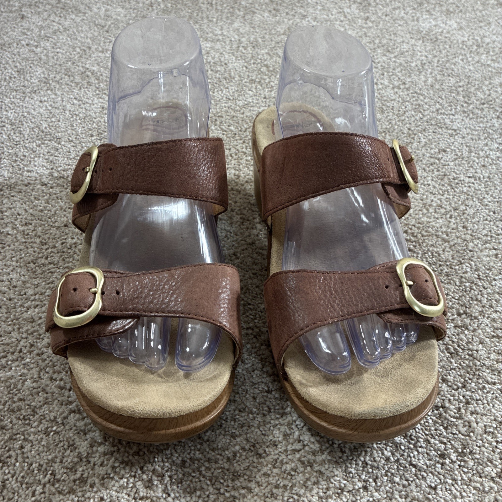 Dansko Sophie Brown Leather Buckled Sandals Clogs 41 10.5 11