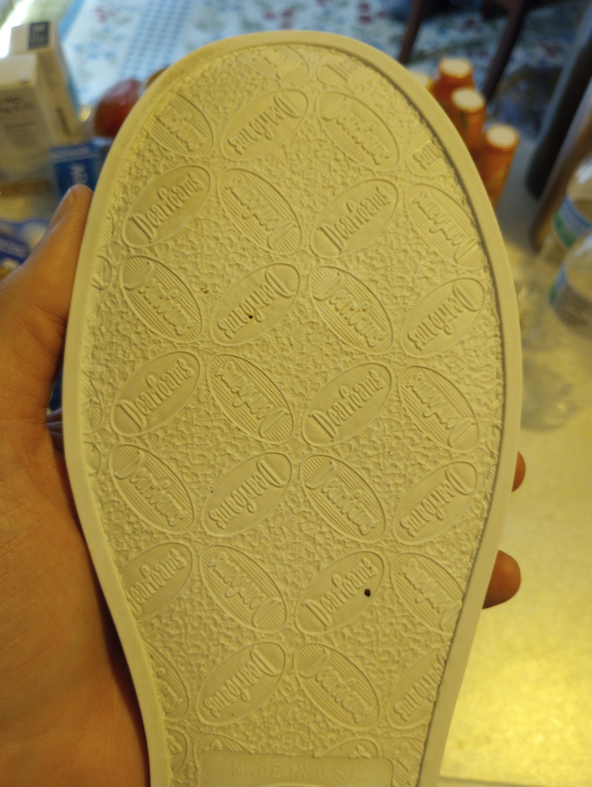 Vintage DearFoams Navy Floral Slippers Slip On Open Back Peep Toe XL 9.5/10.5