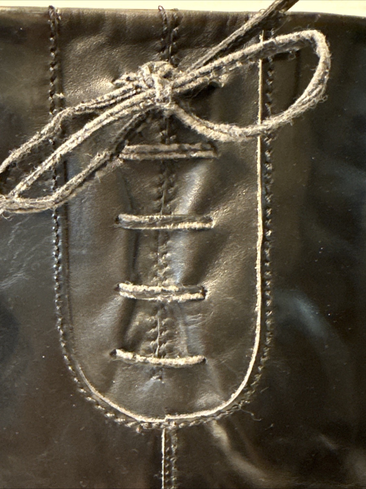 Charles David Womens Tall Metallic Black Leather Boots Tie Detail Sz 8.5AA Italy