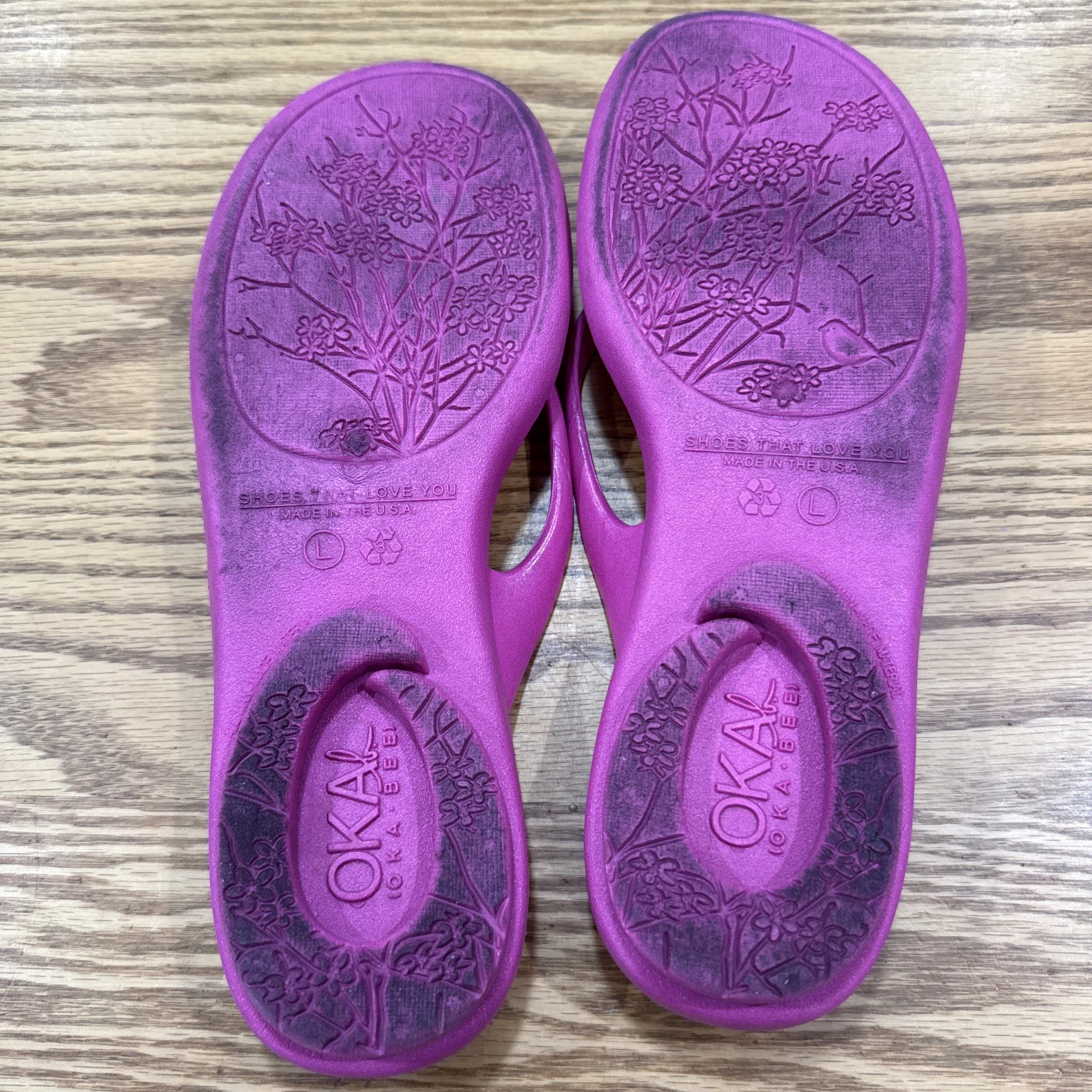 Oka B Women’s Sandals Size Large Pink Flip Flops Slip On Rubber Sole USA