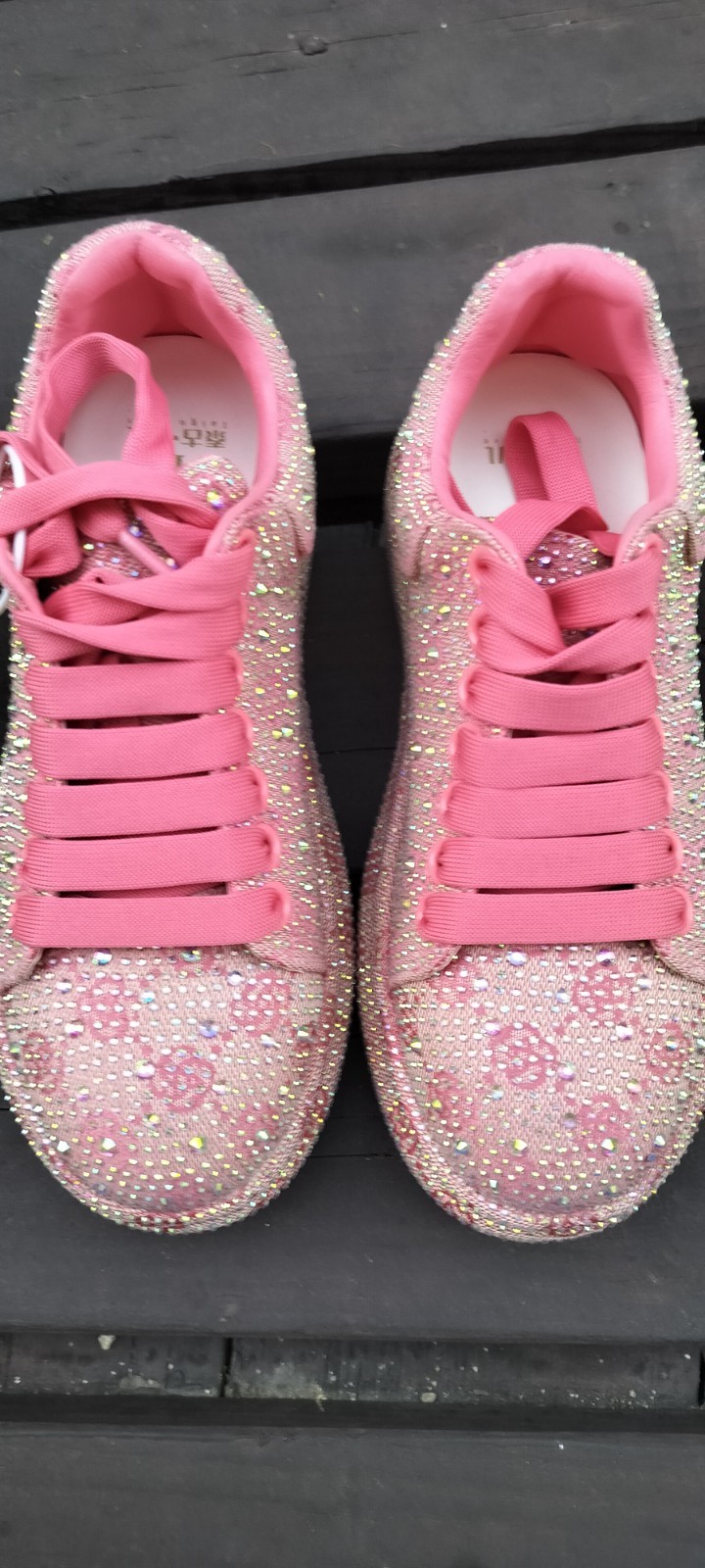 Pink Rhinestone Bling-Bling Sparkly Sneakers Tennis Shoes Sz 38 EUR/7.5 US NEW
