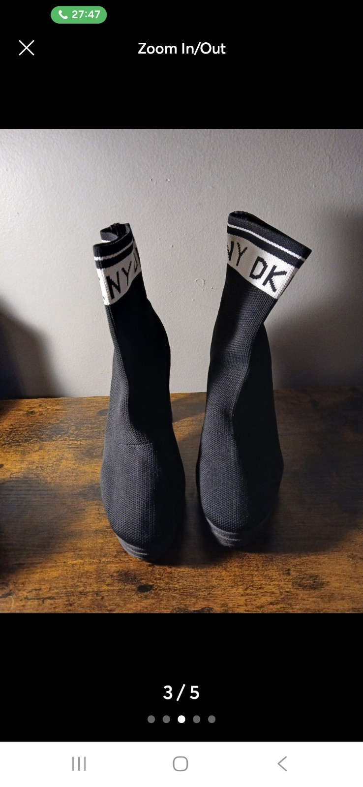 DKNY Black Knit Sock Bootie Ankle Boots Round Toe Pull On Logo Women’s 6