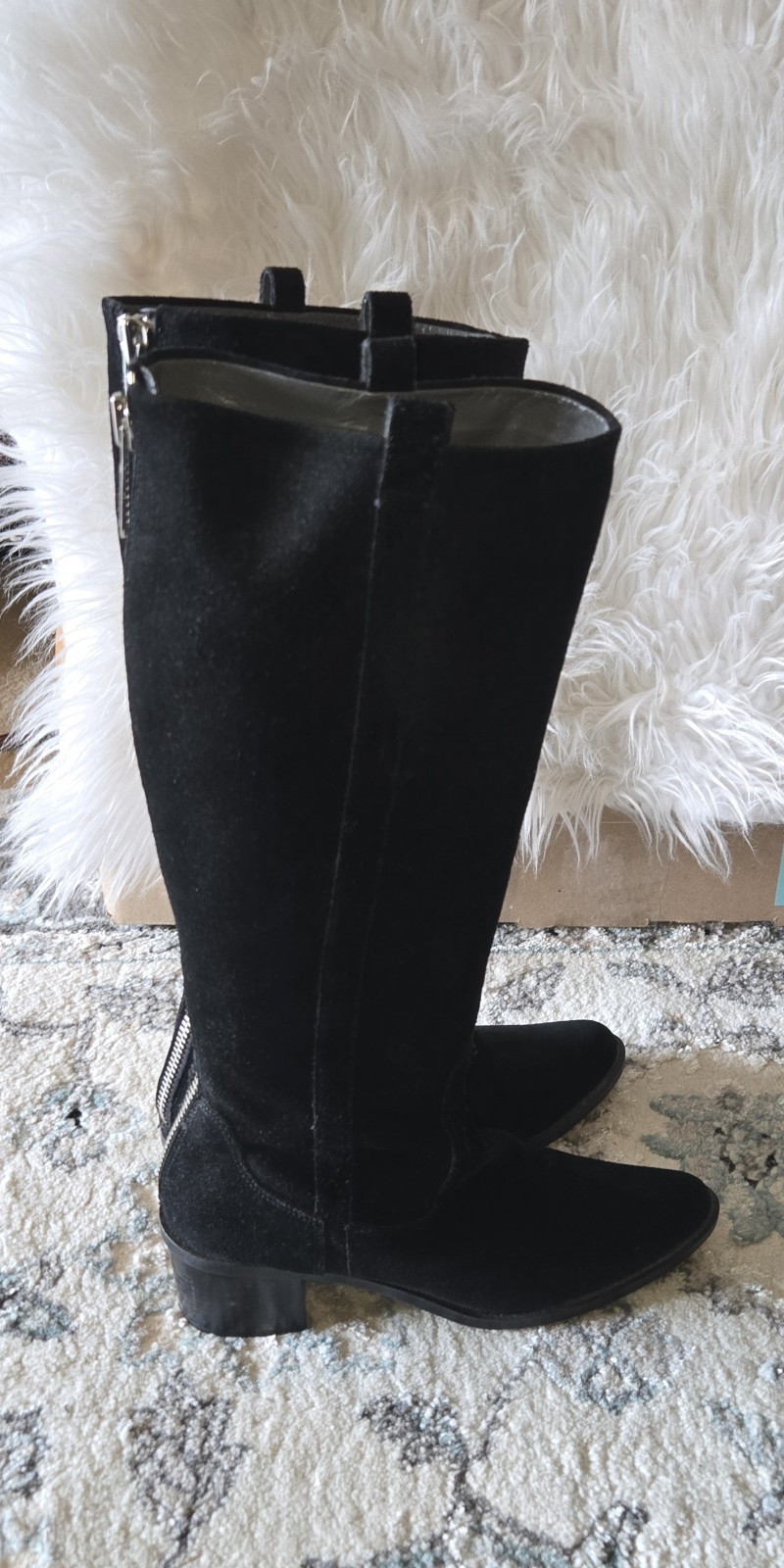 Calvin Klein Black Boots, Size 11 Microsuede Heel Height 2.5