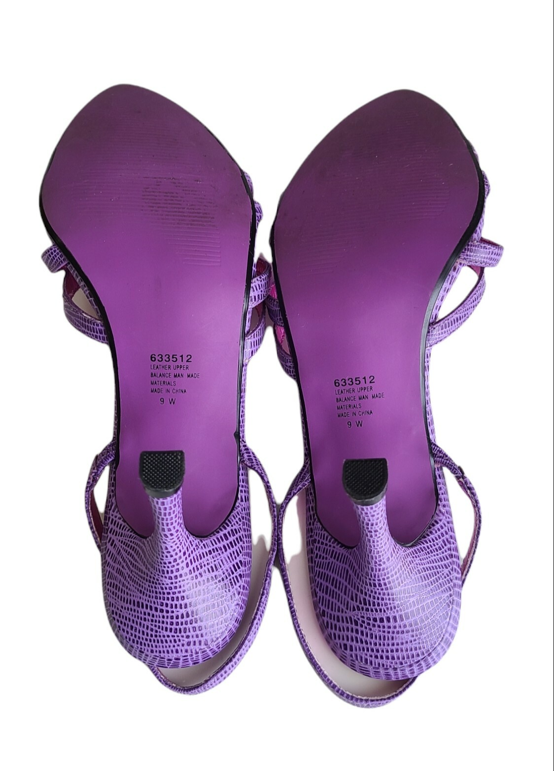 NWOB Suzanne Somers Strappy Slingback Purple Leather High Heel Sandals SZ 9W