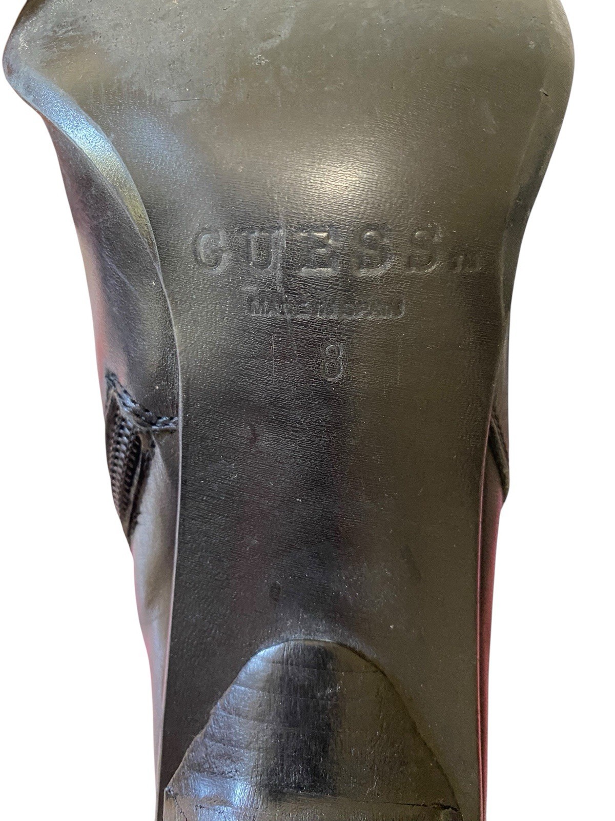 Guess Y2K Black Leather Vintage Boot Long Pointed Toe Stiletto Heel Sz 8 Women’s