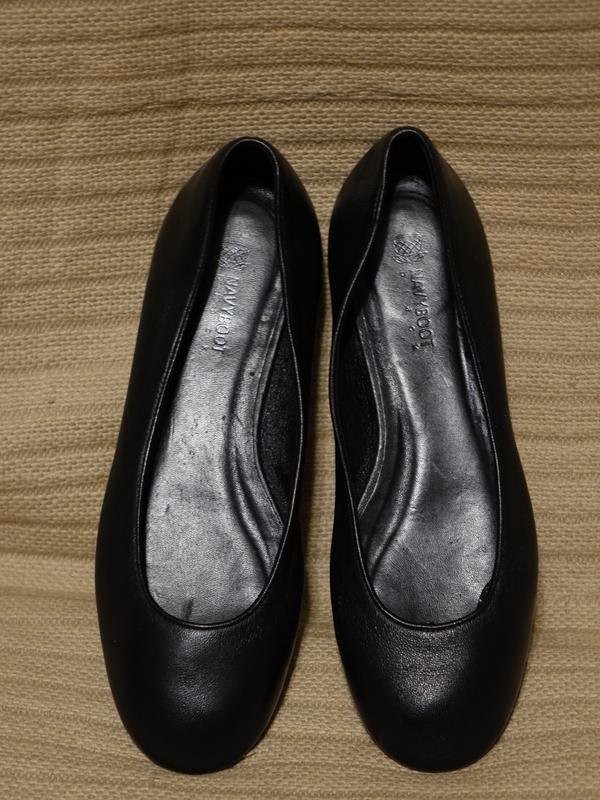 Women navy boot heels black leather 36.5 #B9MY