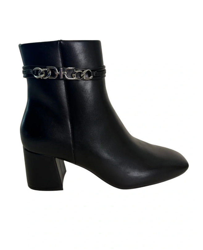 Burudani Classic Black Leather Boots with Silver Chain Accent Size 9