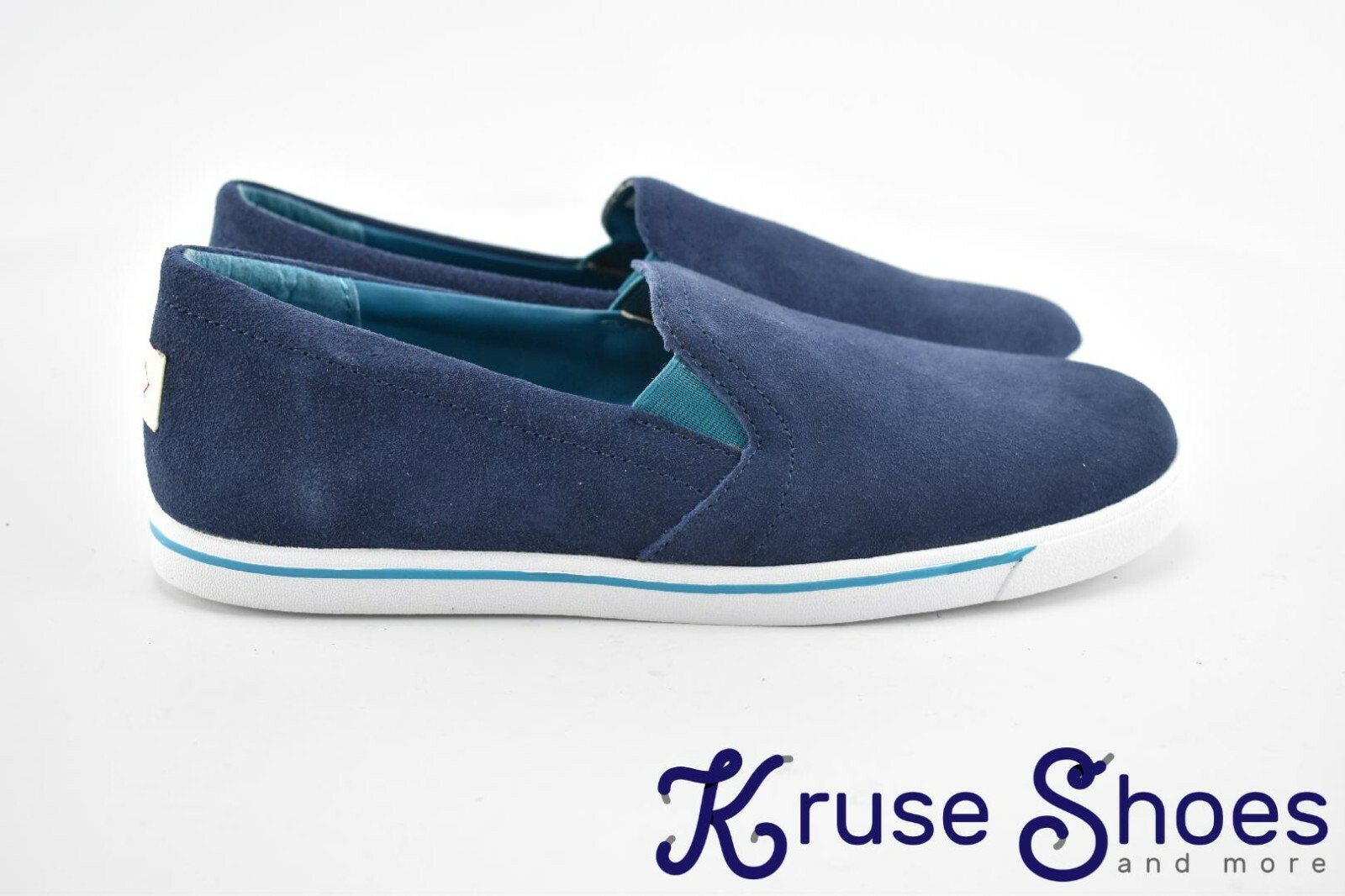 Lands’ End Women’s Canvas Leather Slip-On Sneakers «Deep Sea» Size 7B