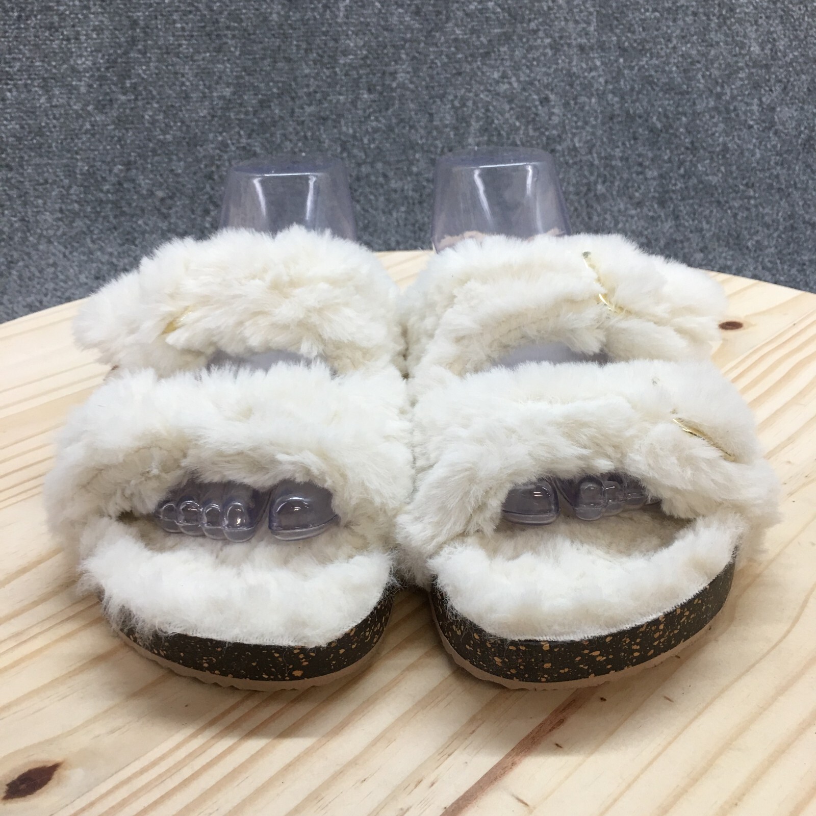 Secret Treasures Slippers Womens 11 Luxe Slip On Slide White Faux Fur Casual NEW