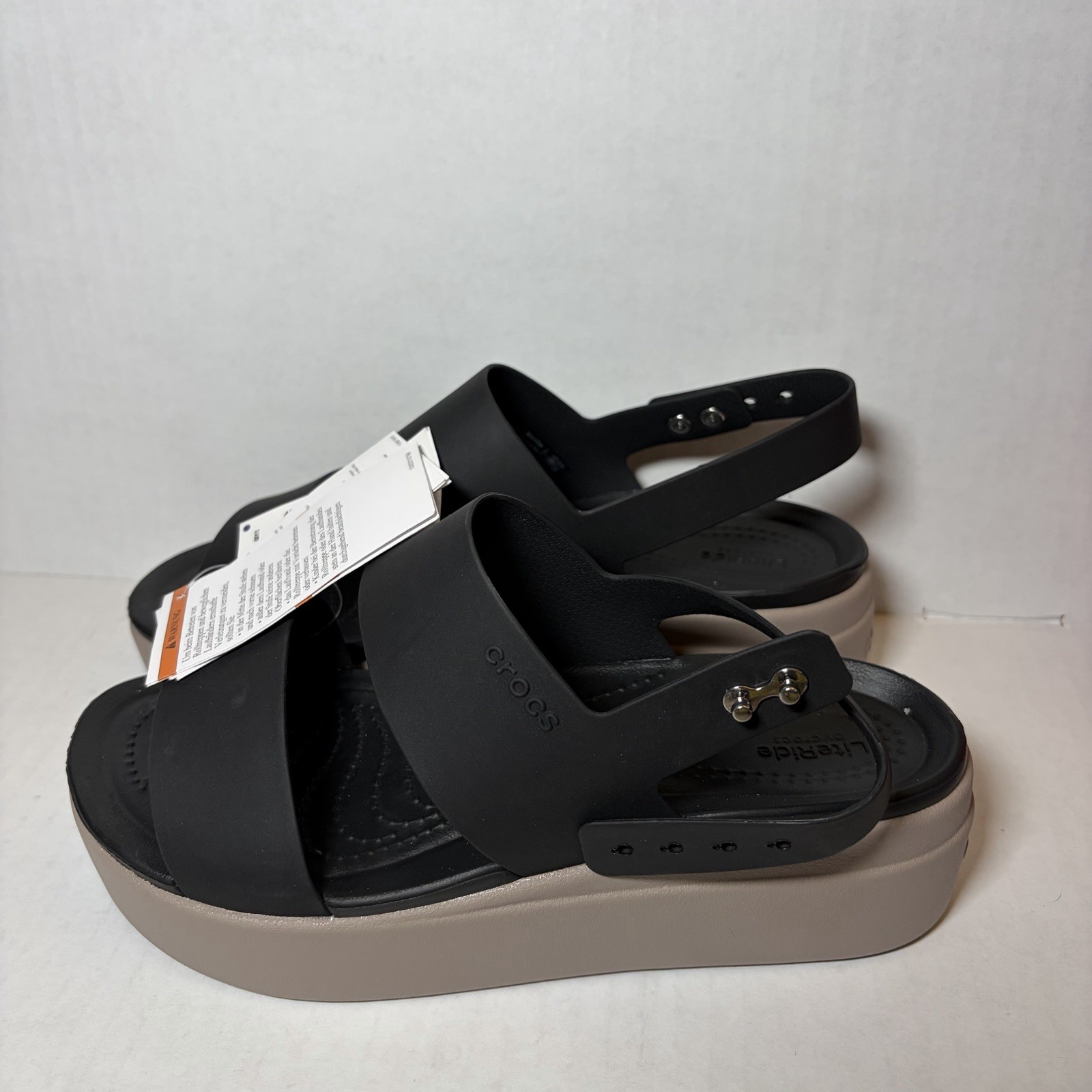 Crocs Women’s Brooklyn Low Wedge Sandals in Black Mushroom 7