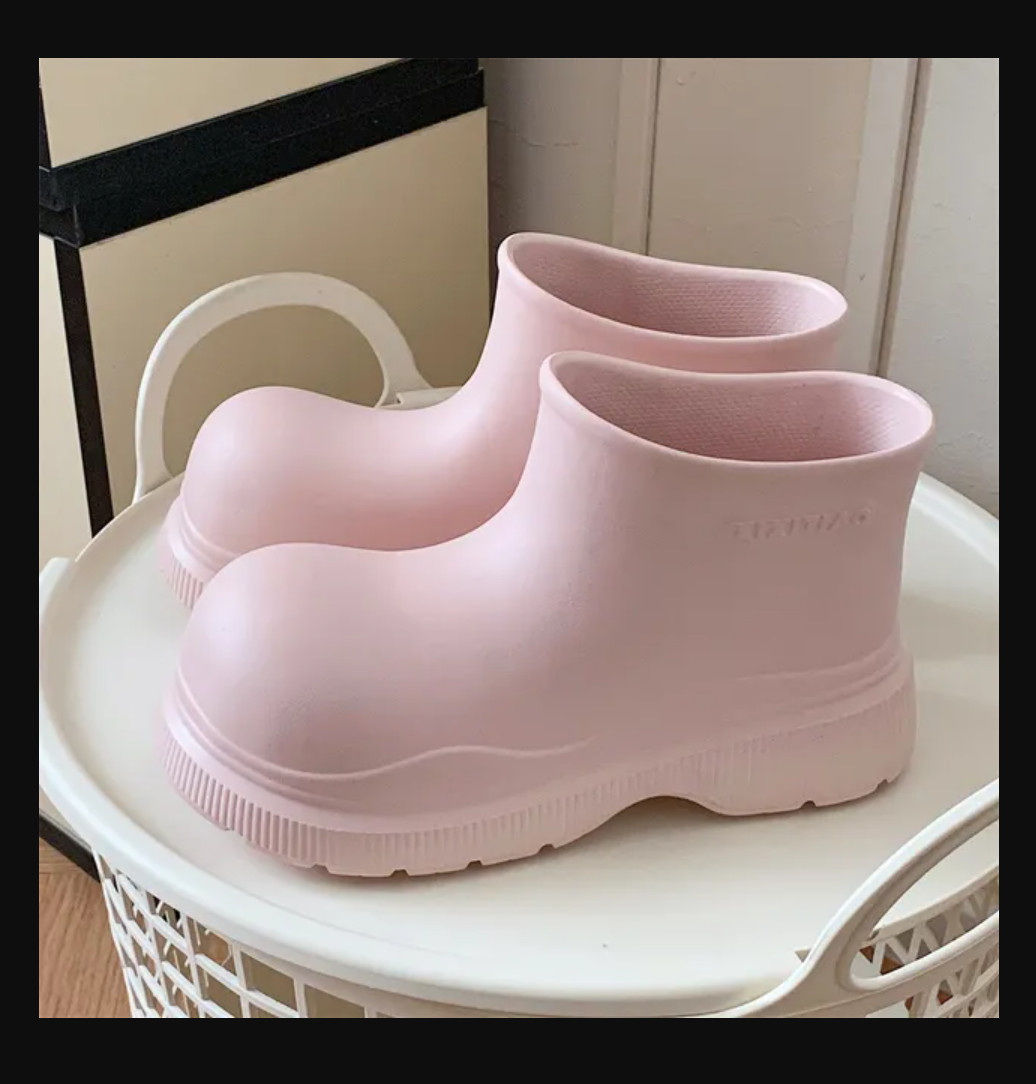 Pink Gumboots Rain Boots Wide Toe Ankle Waterproof Galoshes Size US/AU 6.5