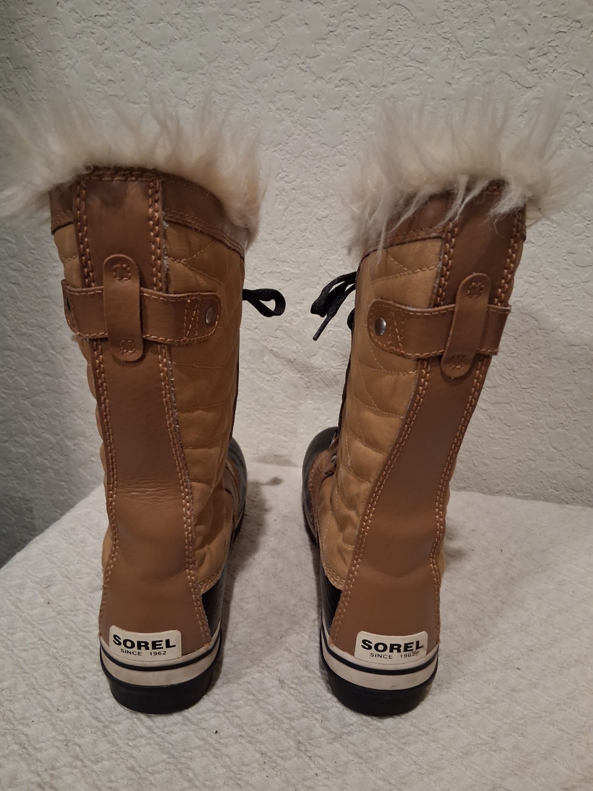 Sorel Tofino II Winter Boots Quilted Textile & Leather Upper, Faux Fur Trim Sz 7