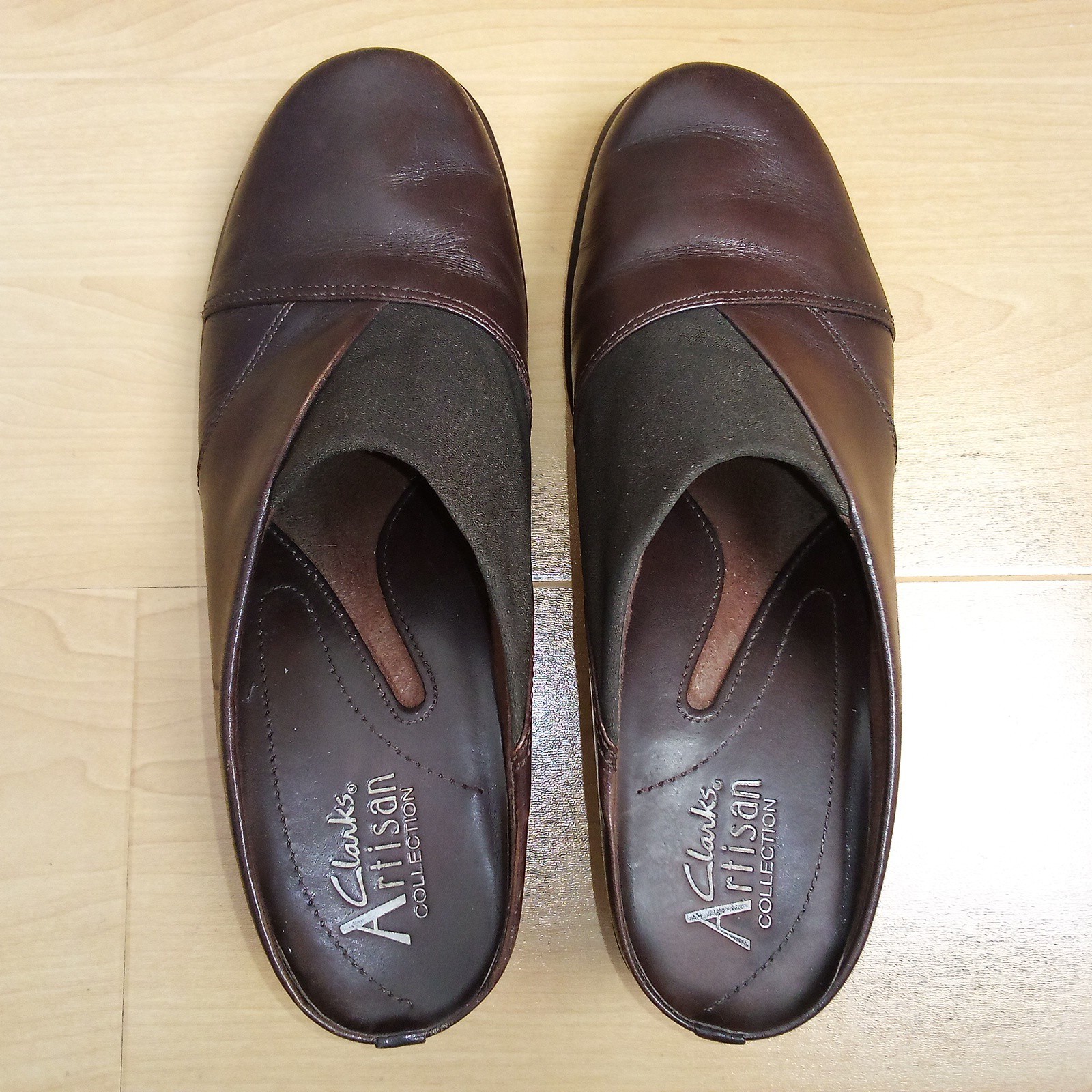 Clarks Artisan Tyler 5.5 Mule SlipOn Women Leather Brown Brazil Made Shoes 74574