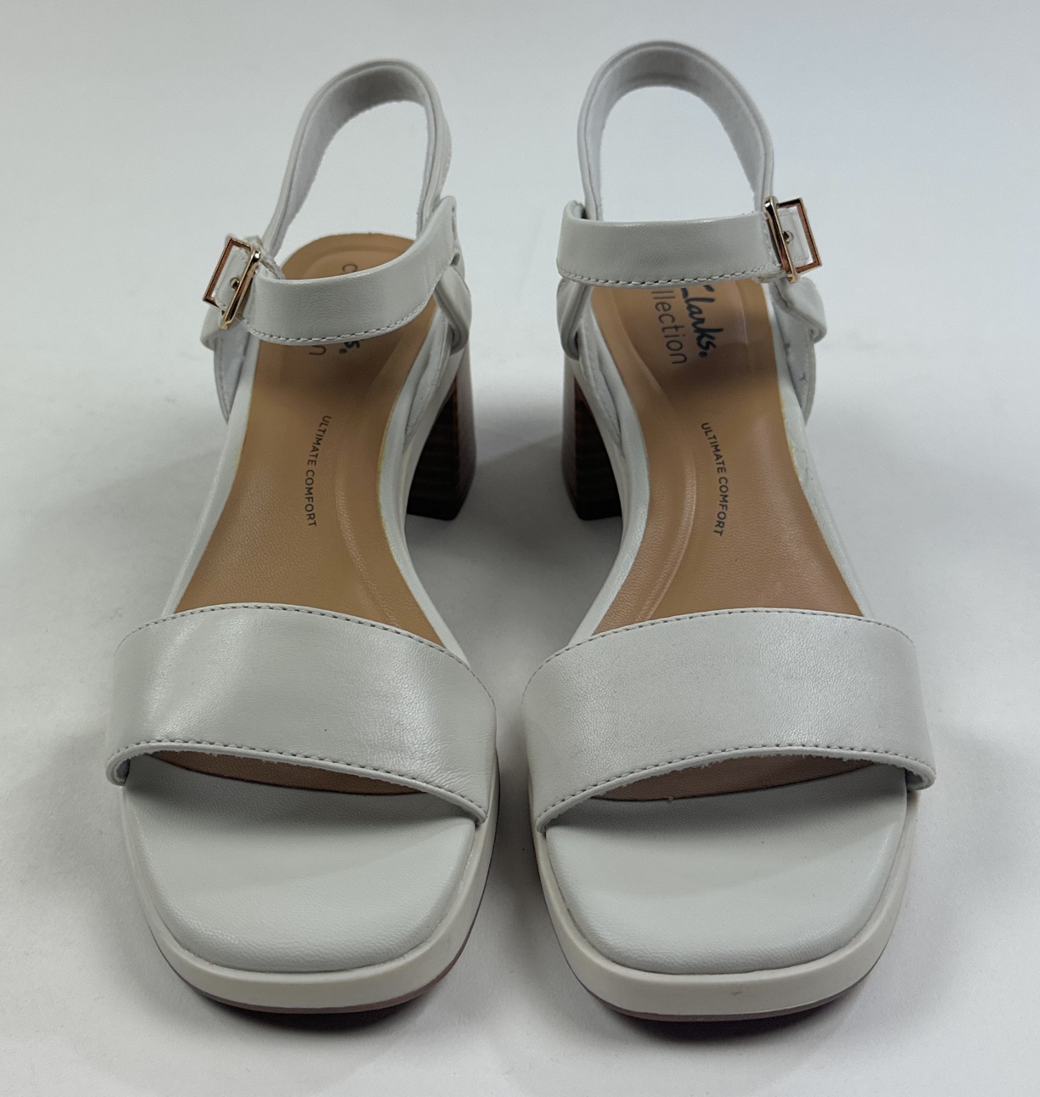 Clarks Jaylan Ray Off White Leather Womens 7.5 Block Heel Sandals Strap 26181660