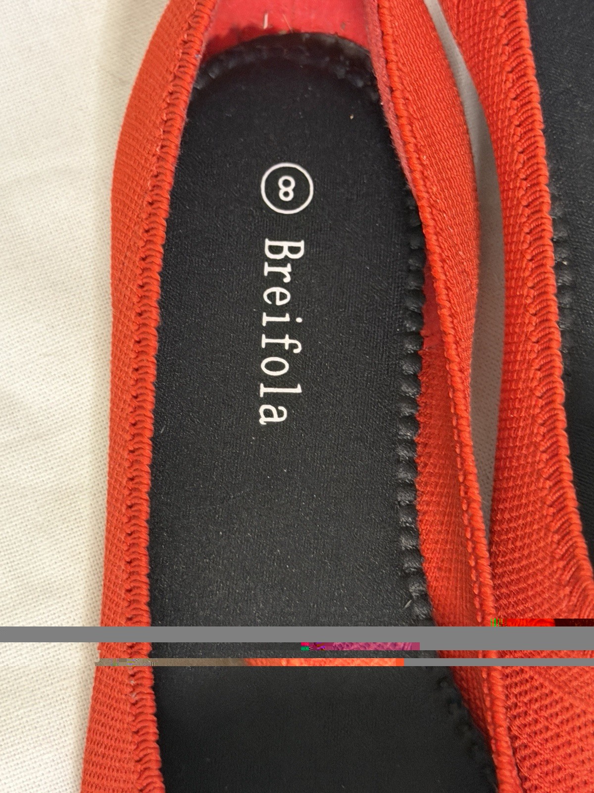 Breifola pointed-toe ballet flats in red with a textile knit upper.