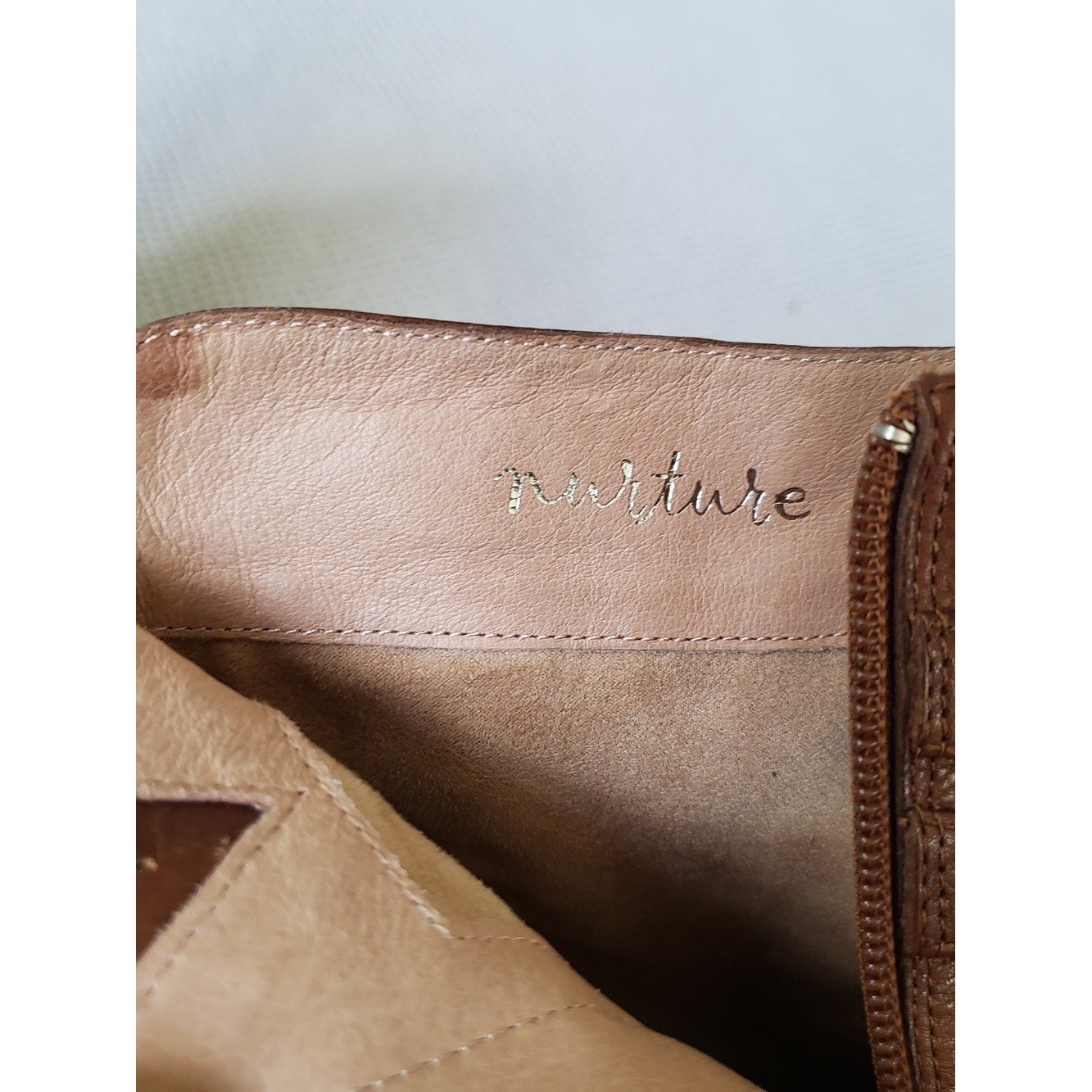 Nurture by Lamaze Cognac Brown Leather Ankle Booties with Buckle Straps