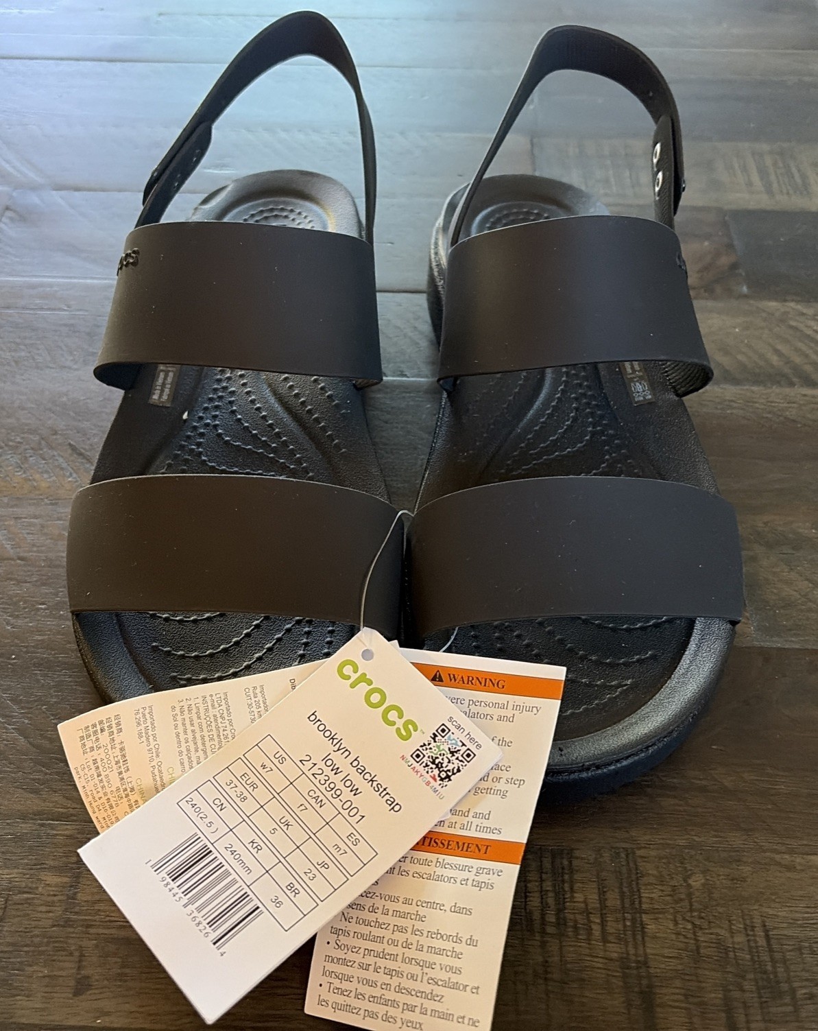 NWT Crocs Brooklyn Backstrap Low Low Sandal Black Women’s 7