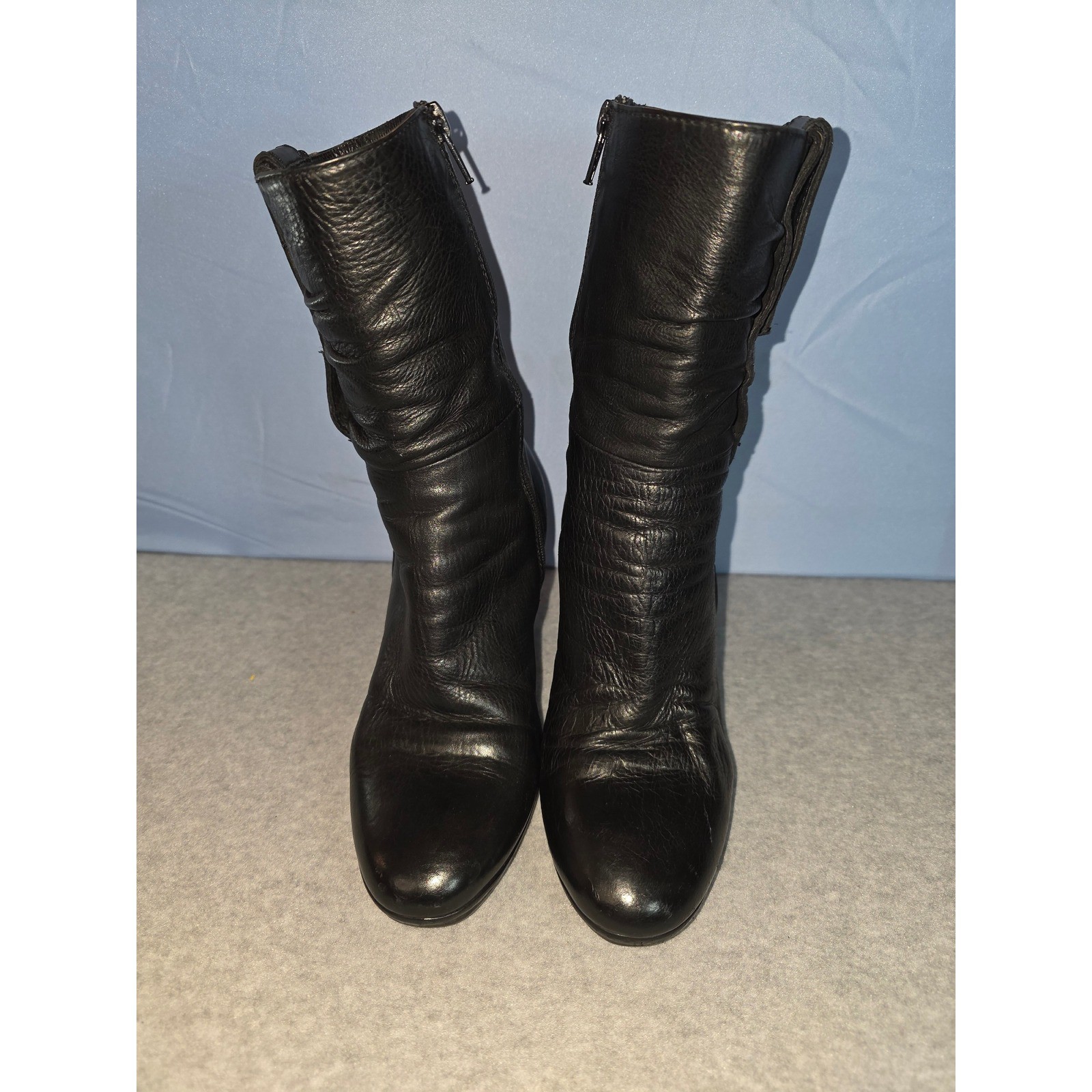 Coach Black Leather Heeled Ankle Boots, Side Zip Closure, Women’s Size 6.5 B