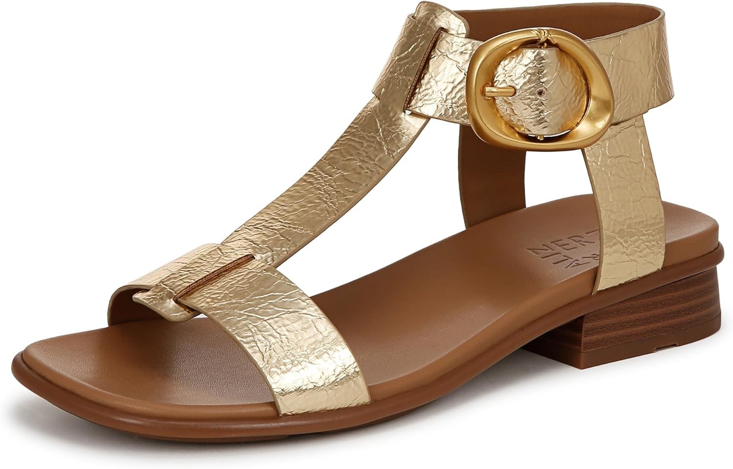 Naturalizer Women’s Brandy T-Strap Buckles Low Block Heel Sandal