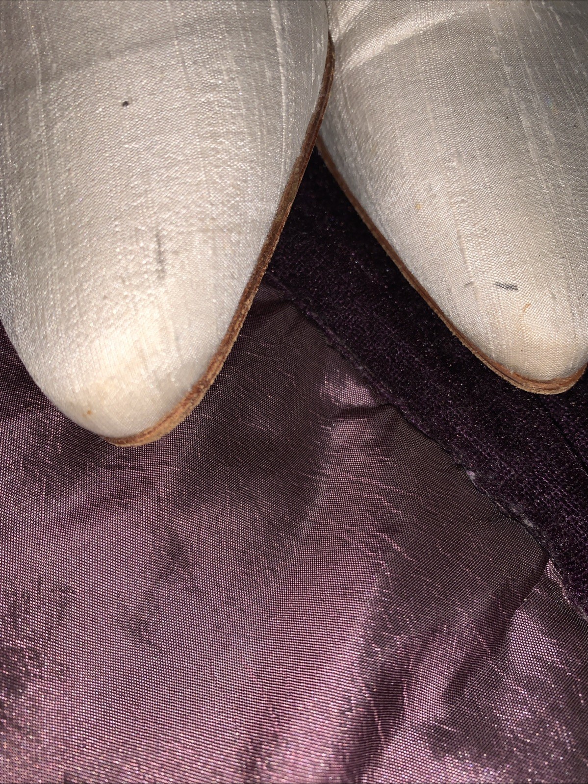 Peter Fox Women’s Heels Pumps ivory 8B silk satin dyeable vtg inspired