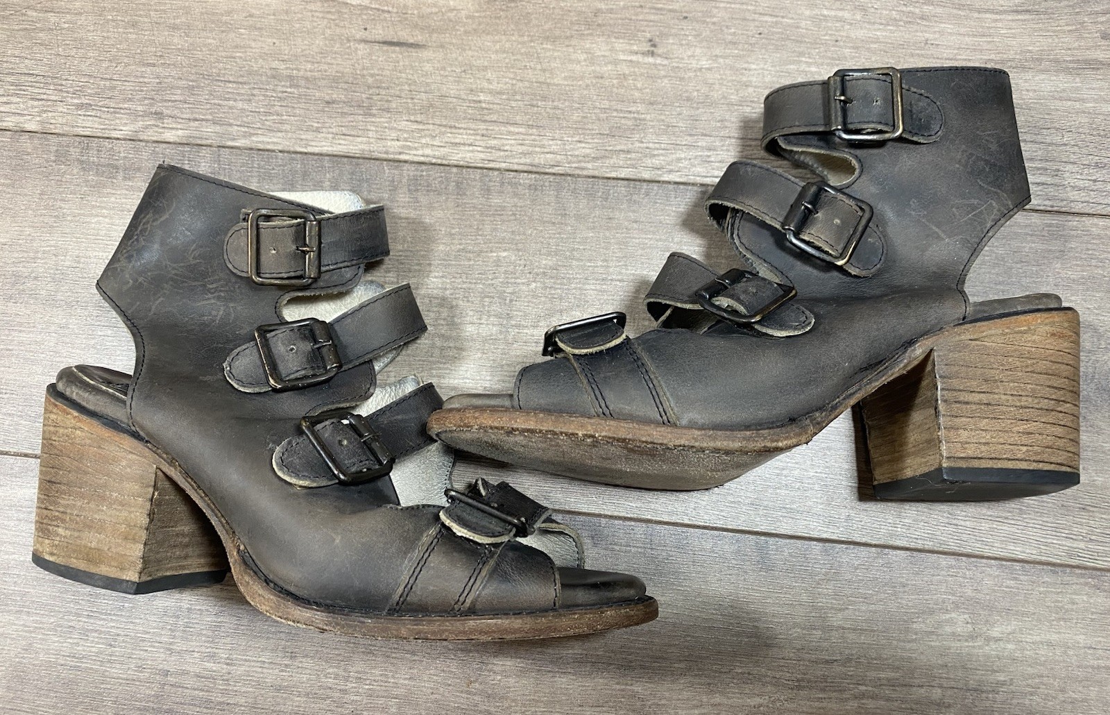 Freebird Steven Quail Gladiator Brown Gray Leather Boot Sandals Womens Size 9