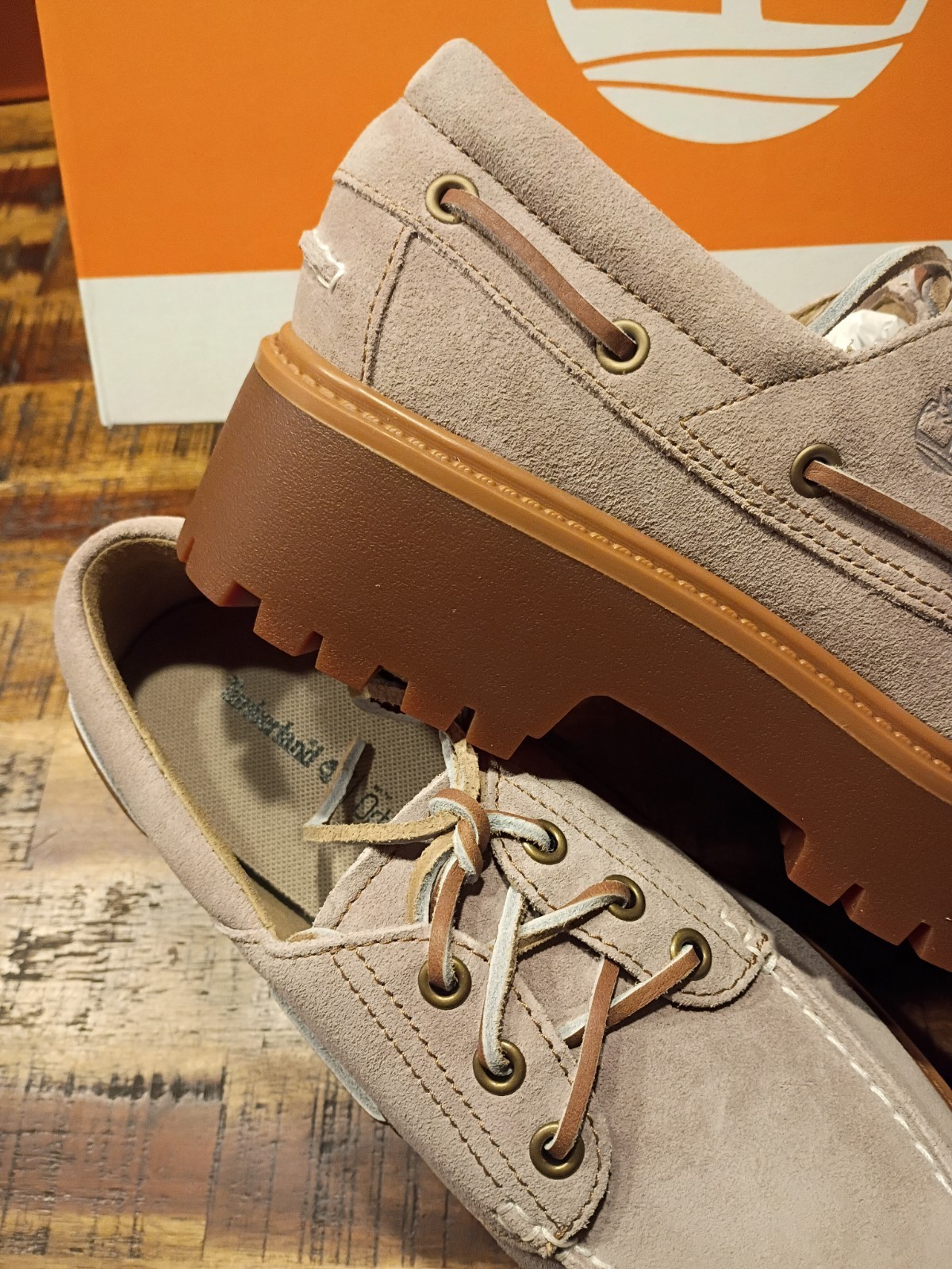 Womens Timberland Stone Street Platform Boat Shoe Lt. Purple Prem Leather Sz 8.5