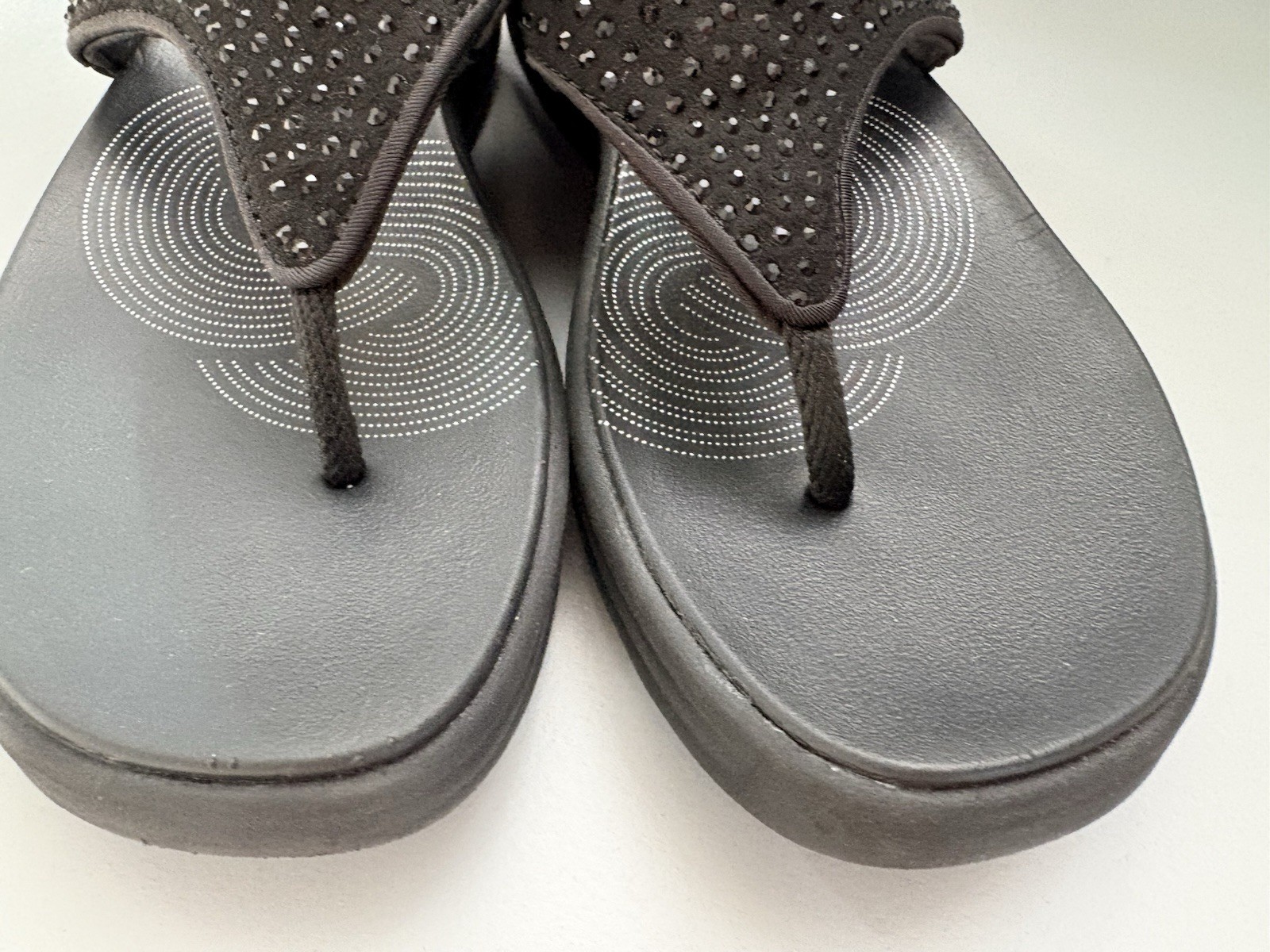 Clarks Drift Jaunt Cloud Steppers Sandals Rhinestone Thong Platform Black 8