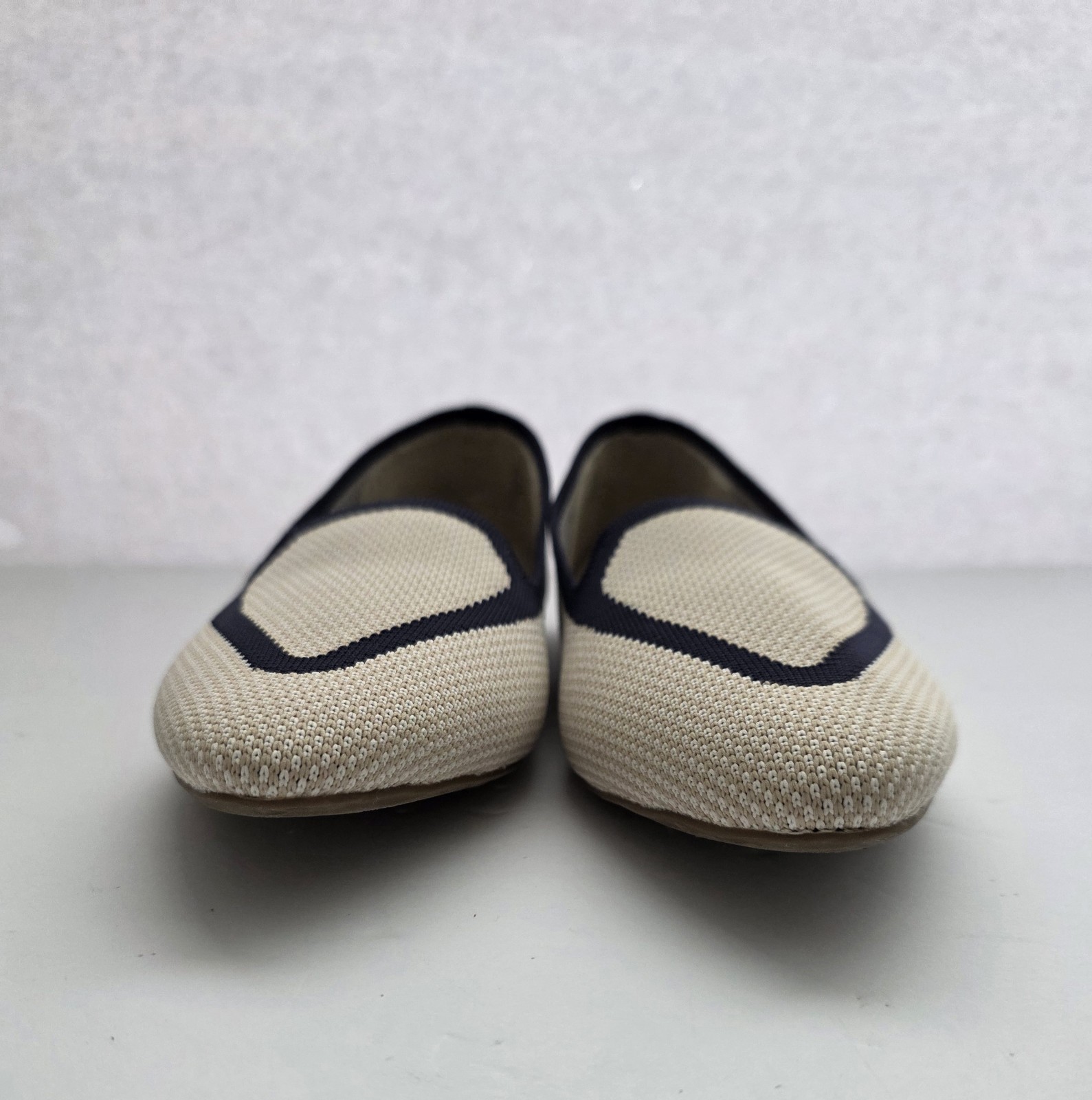 Birdies The Blackbird Eggshell Navy Flats Knit Woven Loafers Slip-ons Size 10