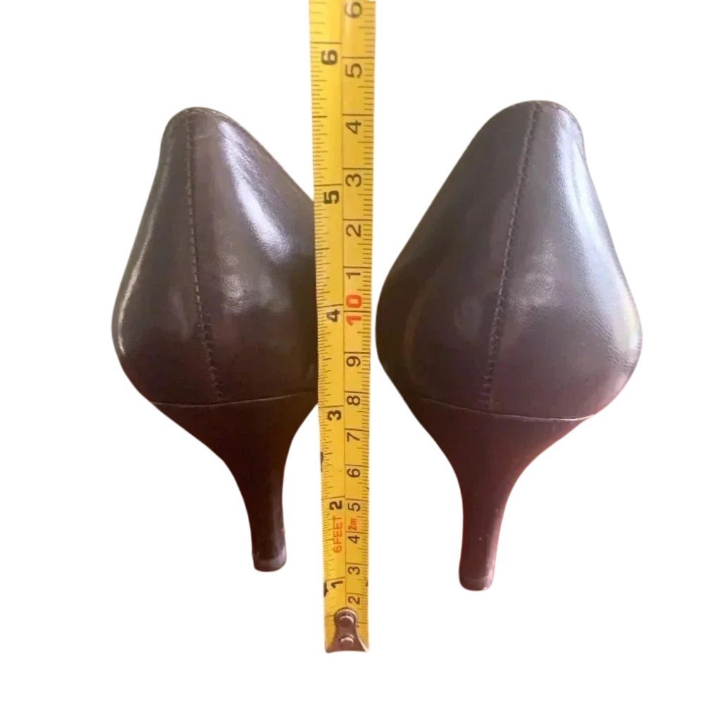 Gianni Bini Brown Leather Peep Toe Heels Cutout Detail Designer Shoes Size 9.5