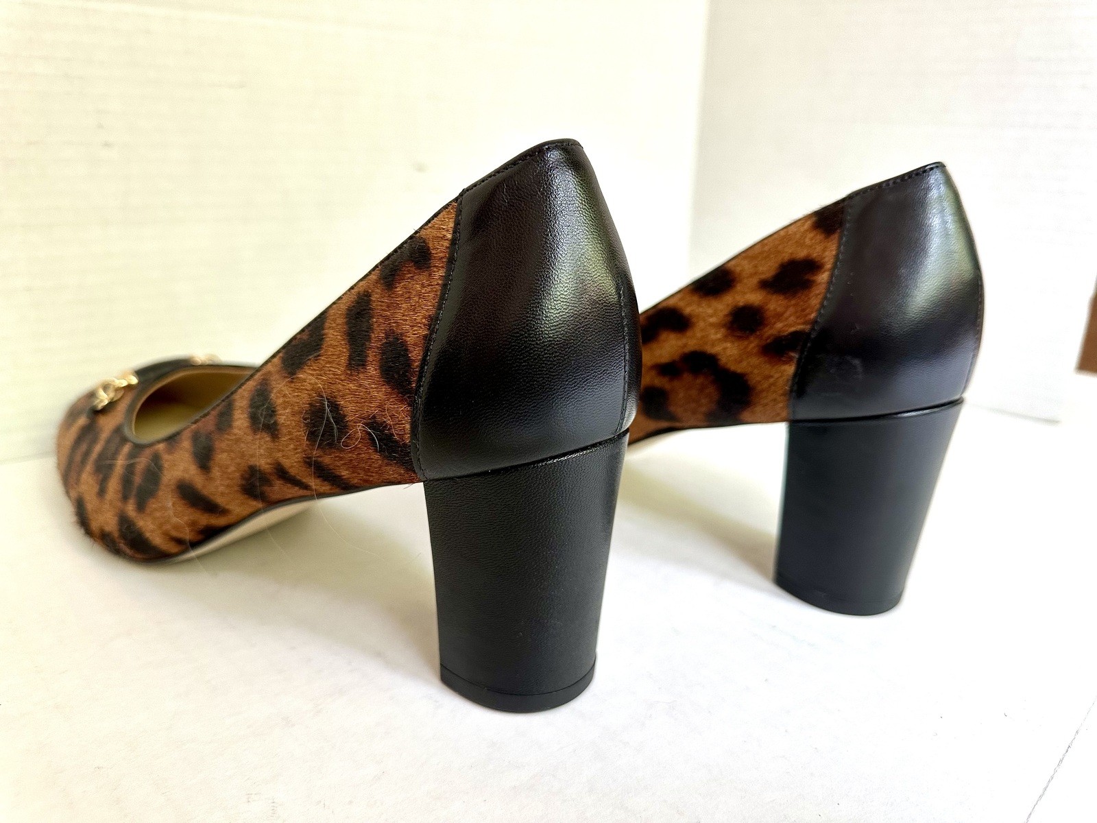 Talbots Ellery Bit Block Heel Pumps Leopard Calf Hair Finish Size 11M Brand New