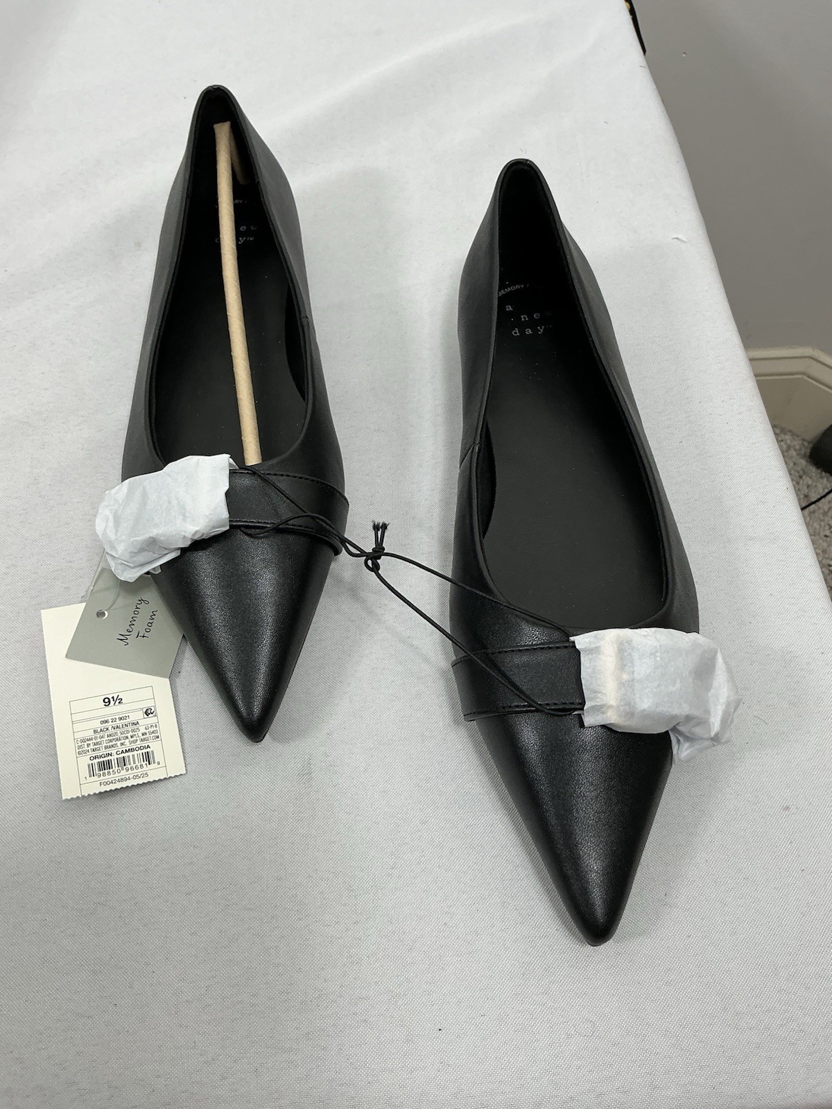 Womans New A New Day Valentina Slip On Flats Size 9.5 Black Buckle Accent