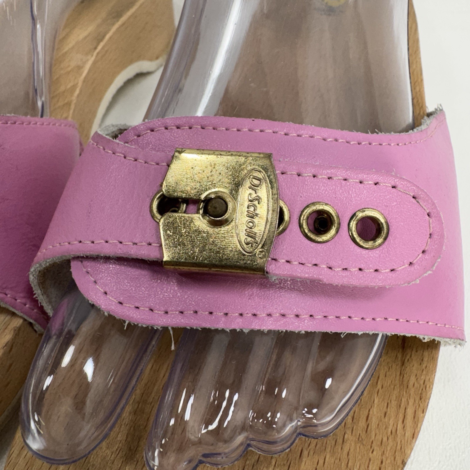 Dr. Scholl’s The Original Wooden Sandals Slides Pink Leather Size 7 Italy