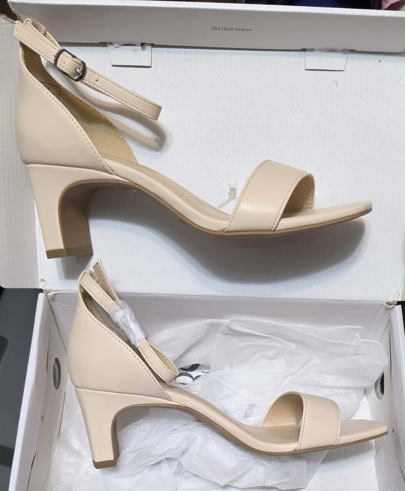 Dream Pairs Square Toe Low Block Chunky Heels Size US 7 Nude/Beige Color