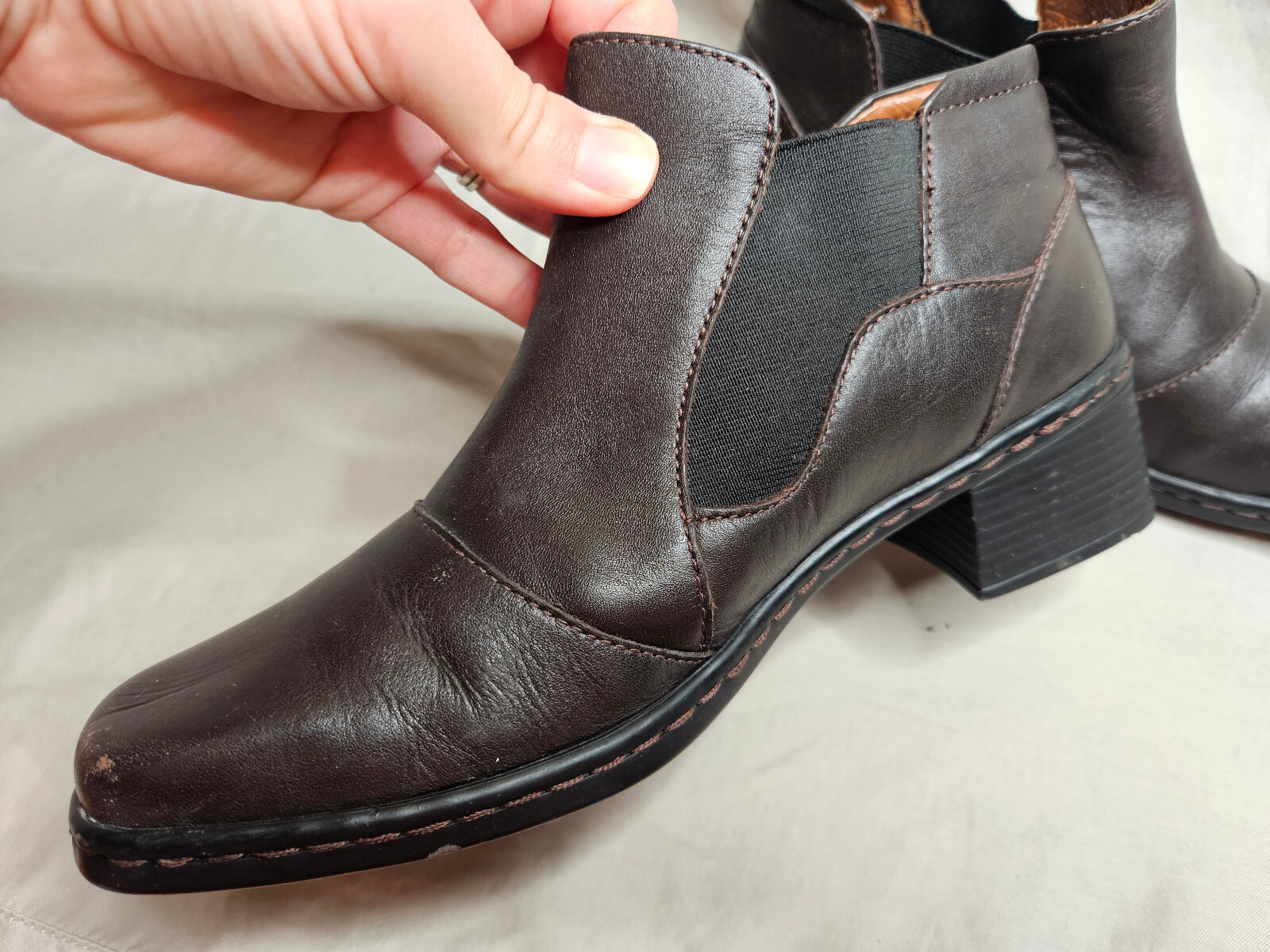 Josef Seibel Chelsea Boots Womens EUR 38 US 7 – 7.5 Brown Leather Sqaure Toe