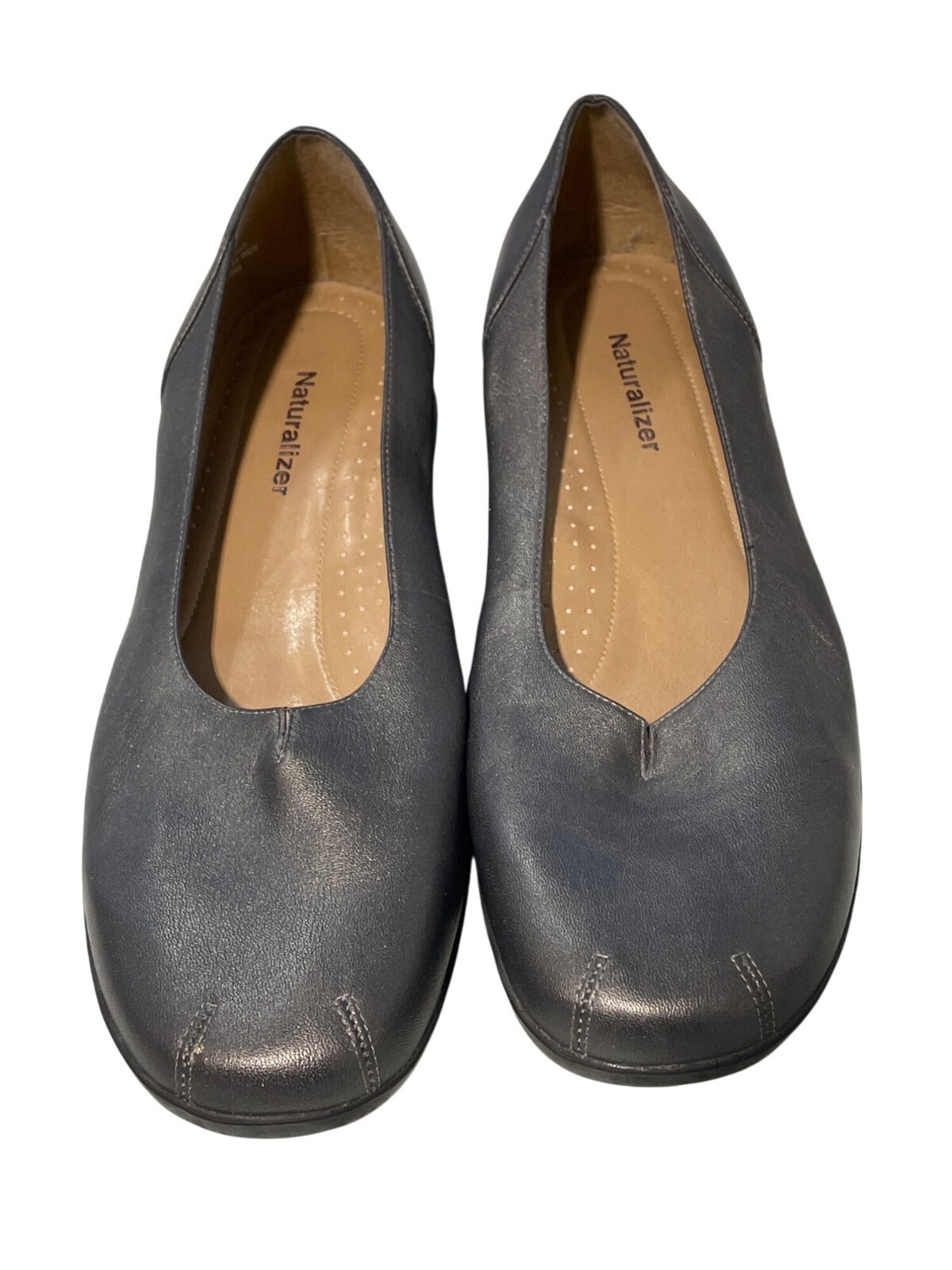 Naturalizer Notched Round Toe Leather Flats Size 9.5 Gray Career Business Casual