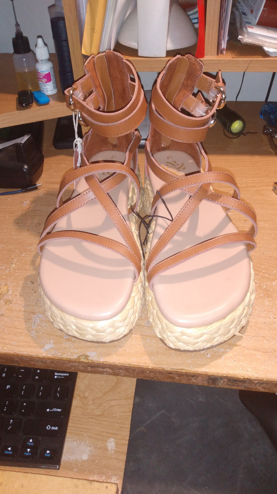 Sam & Libby Sandals Women’s Size 8.5 Iridessa Gladiator Espadrille Brown