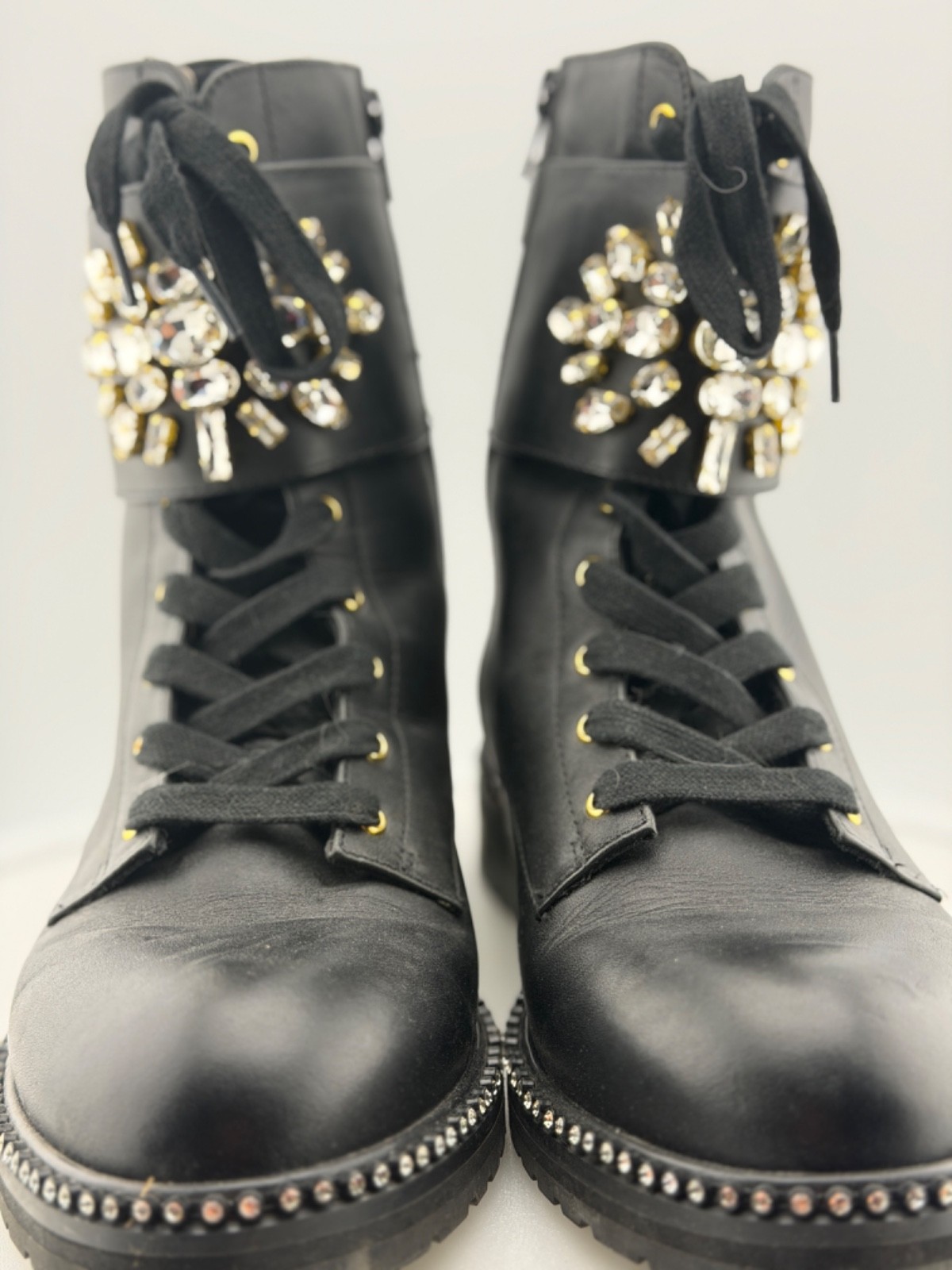 Kurt Geiger Black Zip Boots with Rhinestones size 40