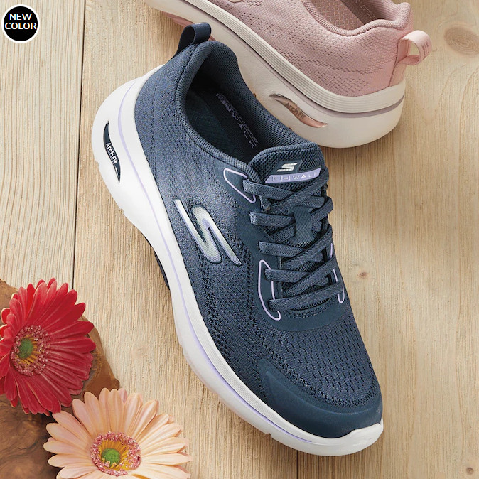 Skechers Women’s Go Walk Arch Fit 2.0 Cassy Shoe Navy Lavender Medium Size AUTH