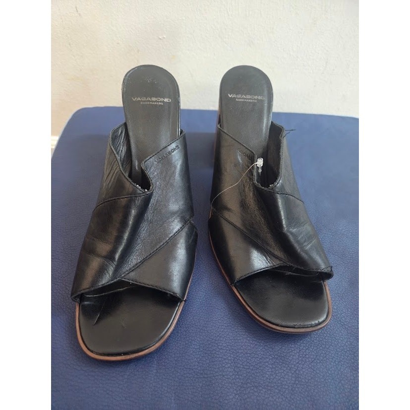 Vagabond Women «Piper» Black 100% Leather 3″ Inch Mule Shoes size EU 40/US 9