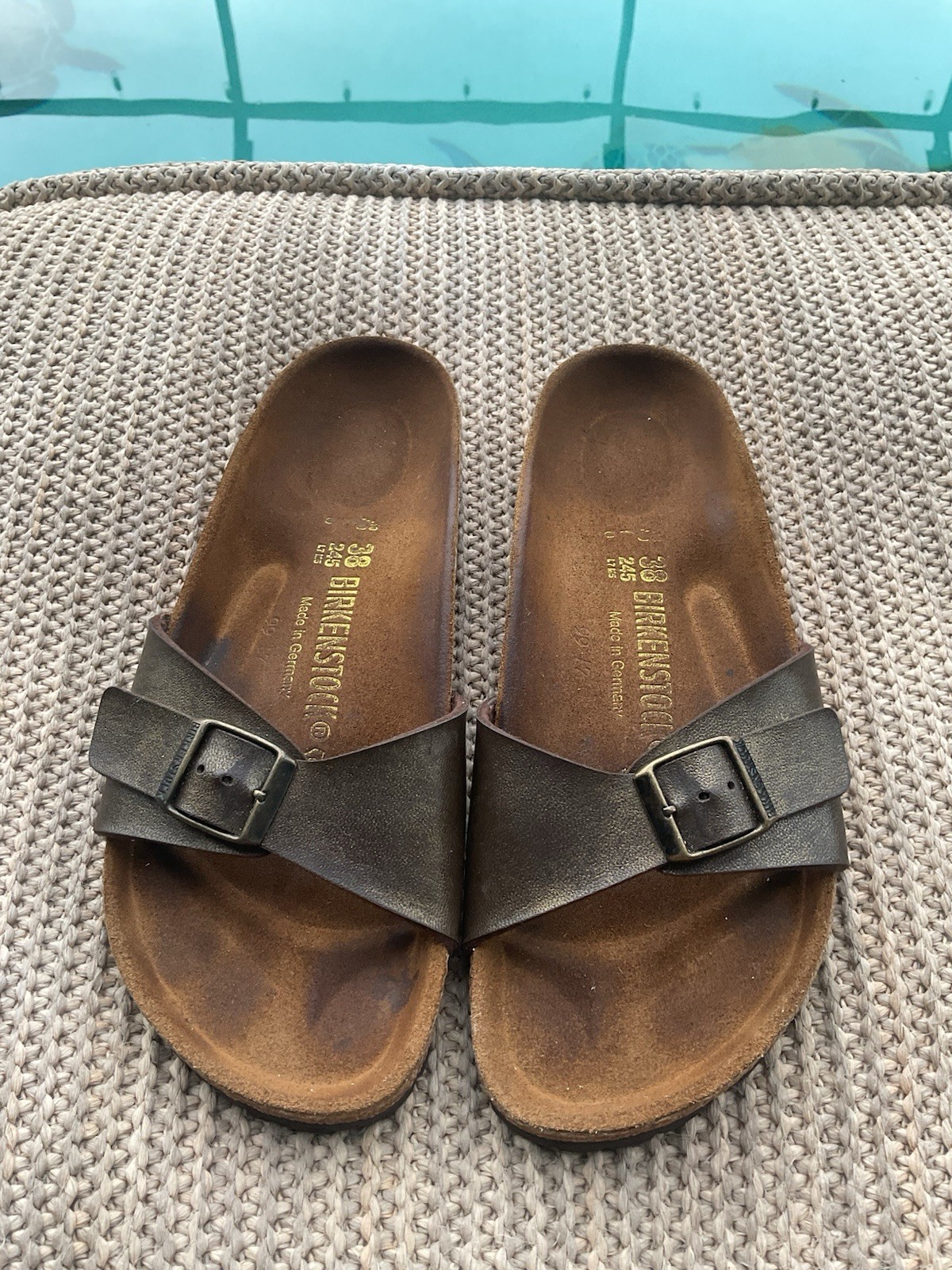 BIRKENSTOCK Wmn MADRID Single Strap Slide SANDALS Orig Buckle Aged Brown-38 (7)