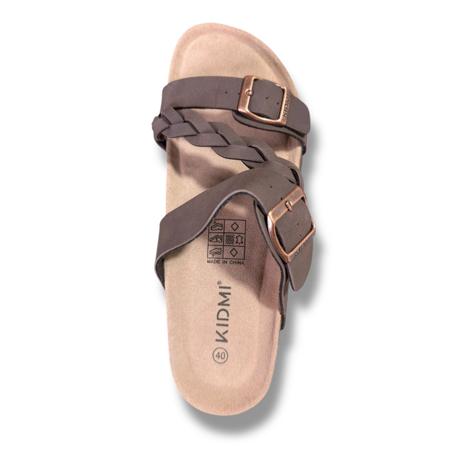 Kidmi Women Chocolate Brown Braided Strap Cork Footbed Sandals Sz 40 US 9