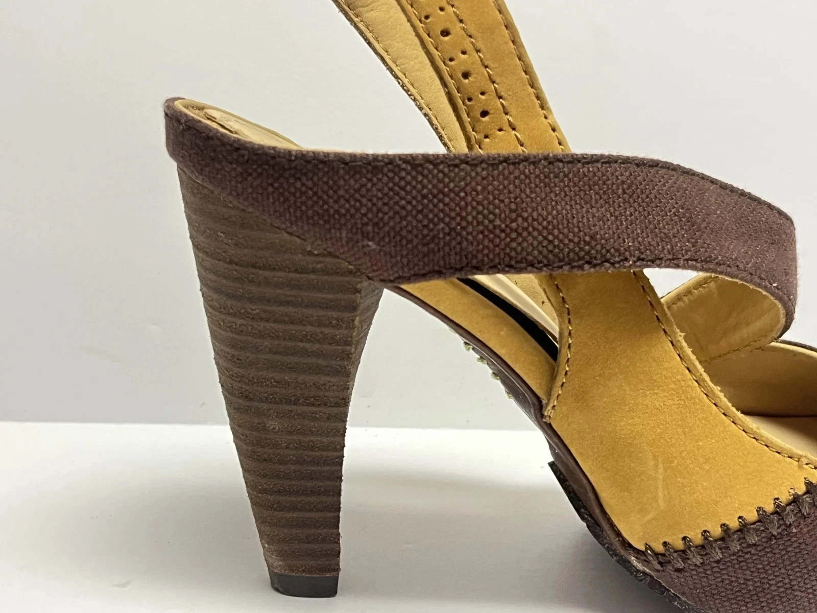 Terra Plana Eco-Friendly Recycled Brown Tan Slingback Platform Sandal 7 37 New