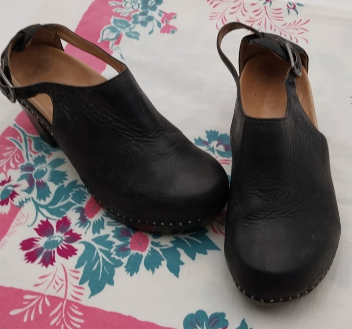 Dansko Black Slip-On Clogs with Adjustable Heel Strap