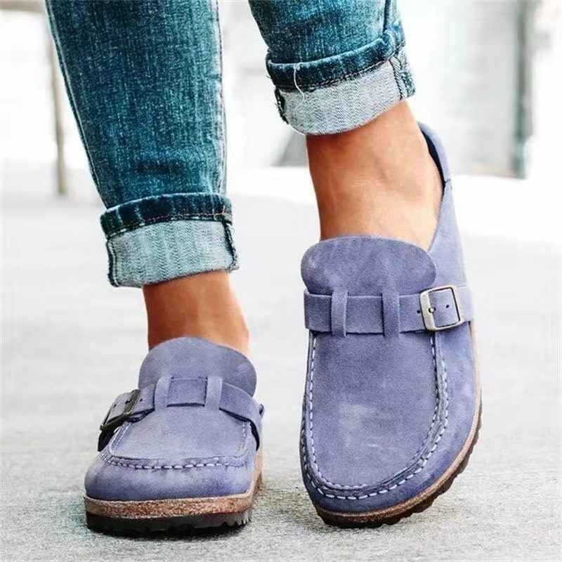 Womens Summer Retro Suede Half Slippers Loafers Casual Comfy Sandals Flats Shoes