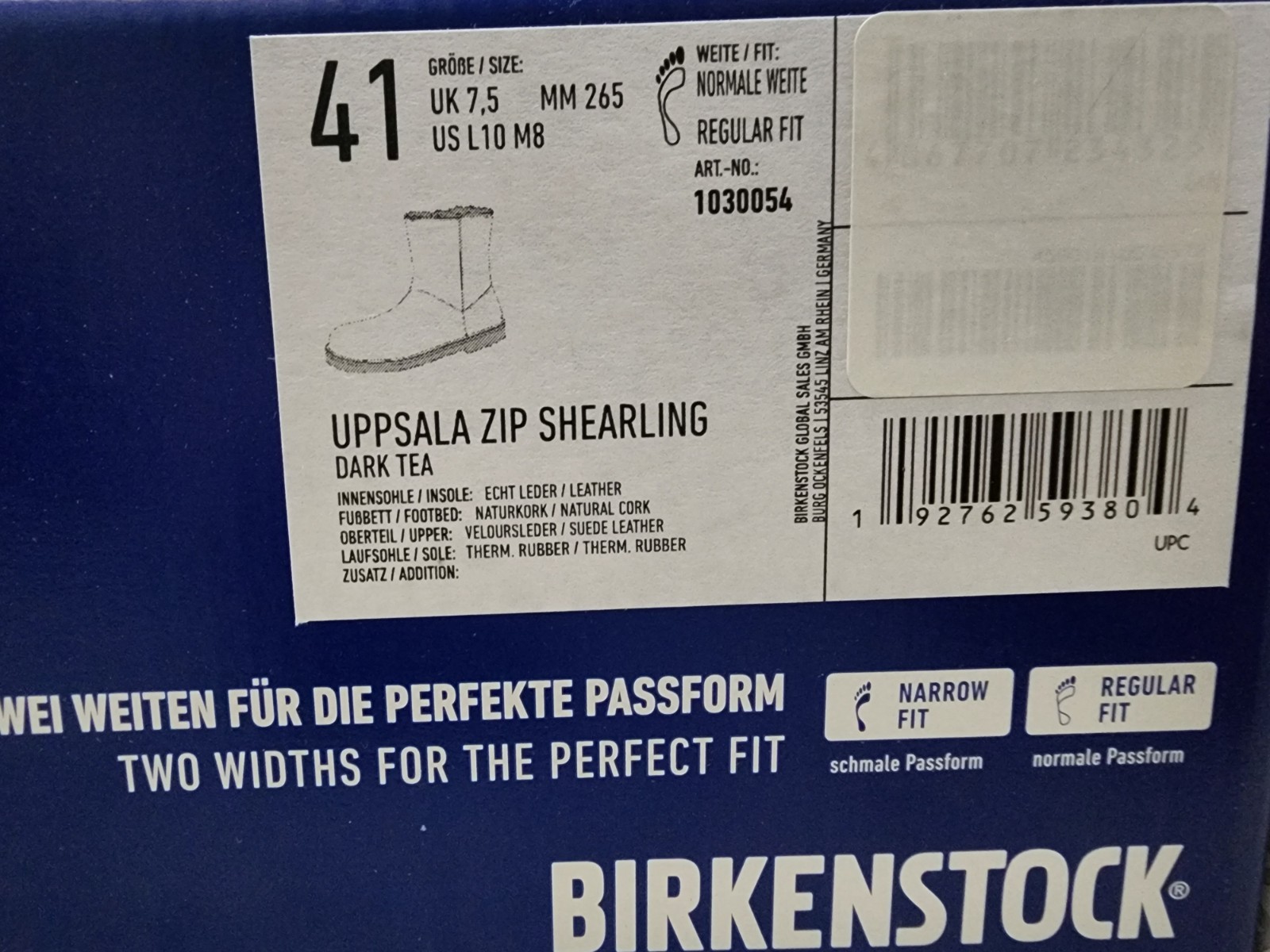 Birkenstock Uppsala Zip Shearling Boots Dark Tea US 10 EUR 41 Regular Wide NEW