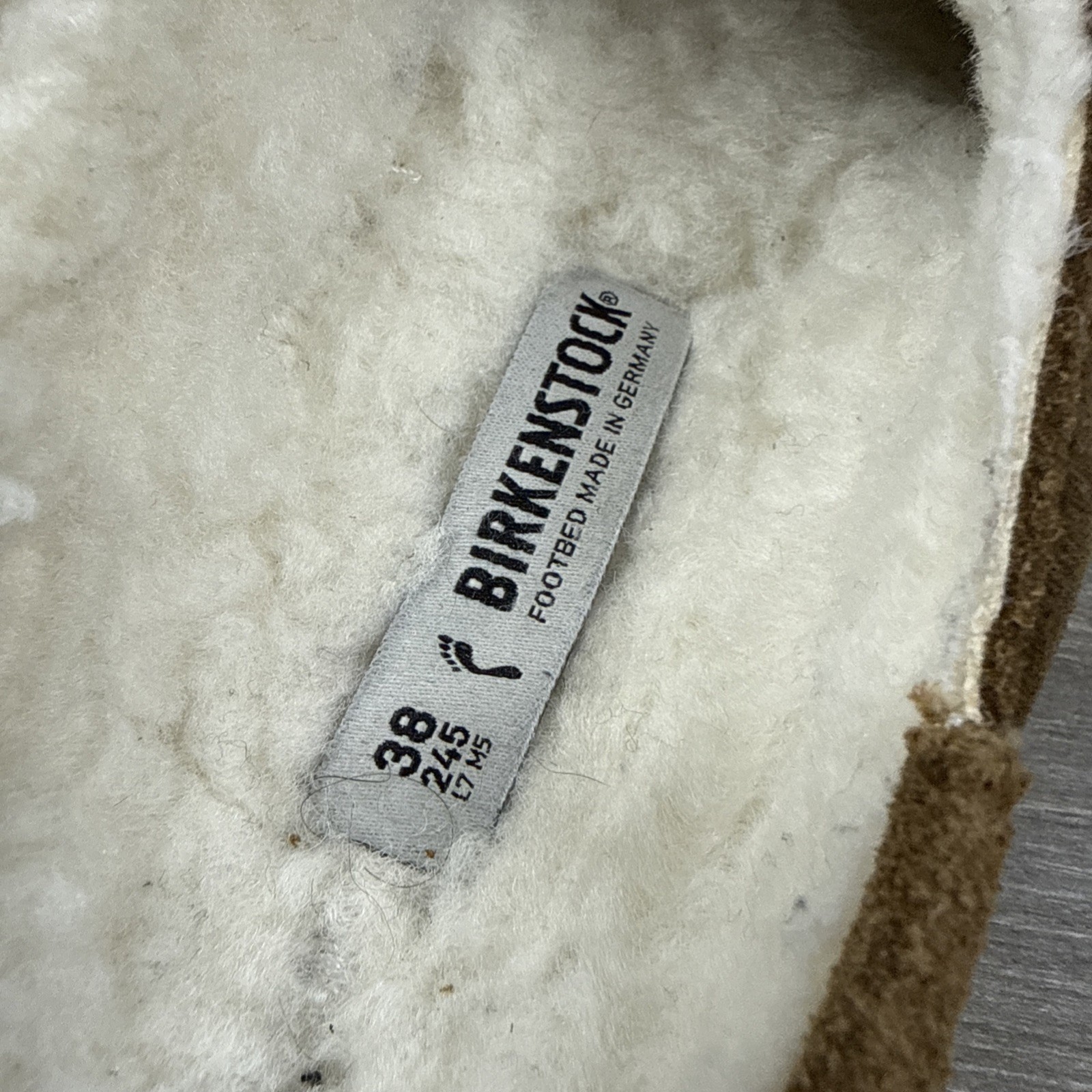 Birkenstock Buckley Shearling Tea Suede Size 38 US Womens 7 7.5
