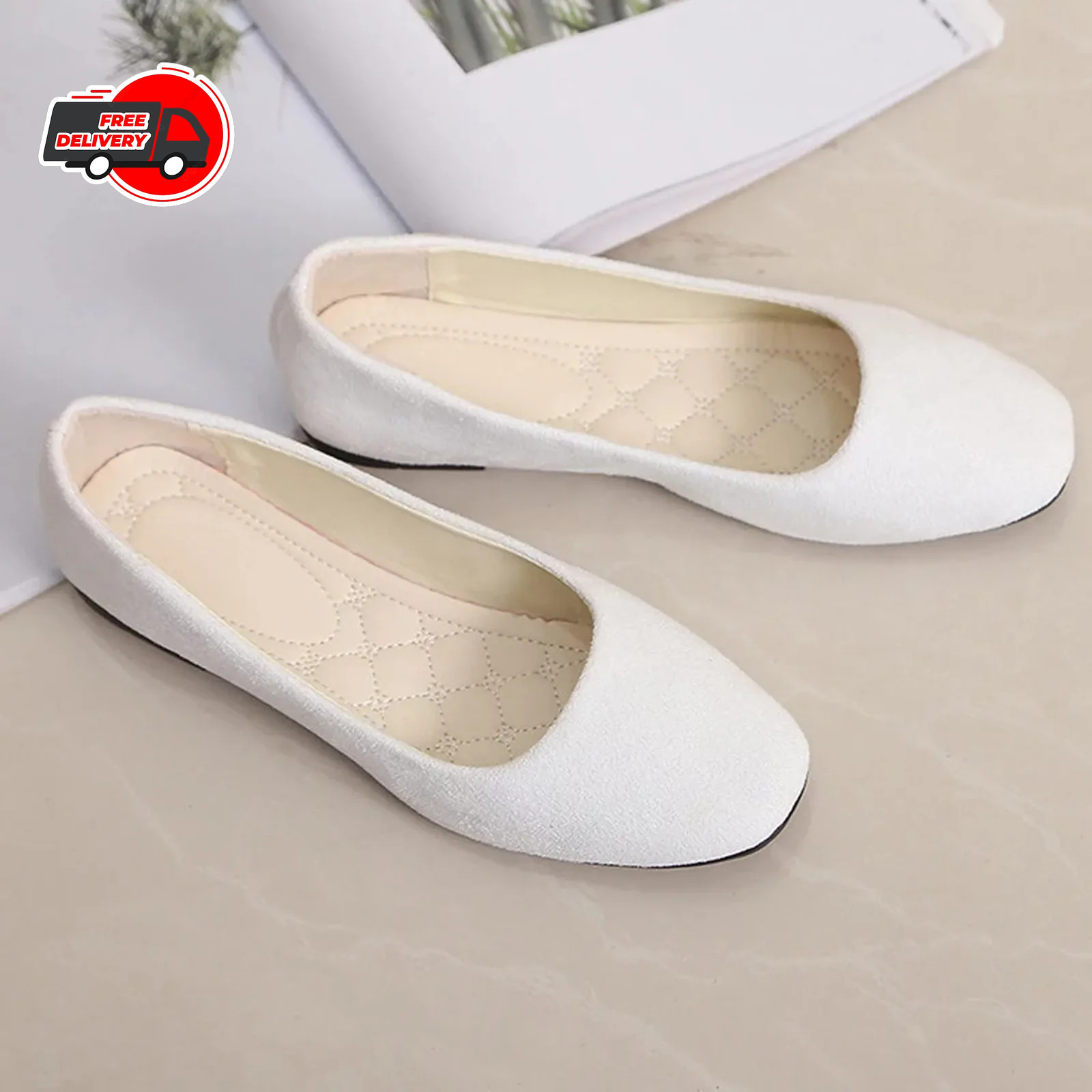 Womens Flats Ballet Shoes Slip on Comfortable Soft Casual Dress Shoes Square New